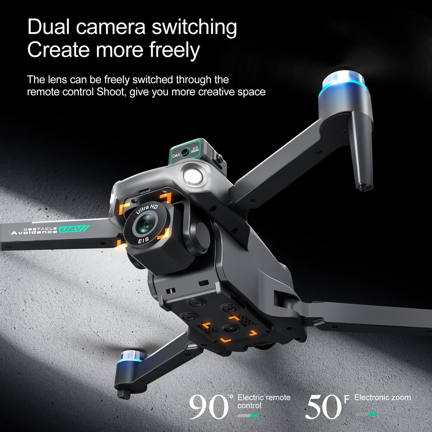 Dodoore GPS Drone with 8K UHD EIS Camera for Adults, 5G WiFi FPV RC Quadcopter with Brushless Motors, Optical Flow Positioning, Obstacle Avoidance, Auto Return, Follow Me, 2 Batteries (Black)