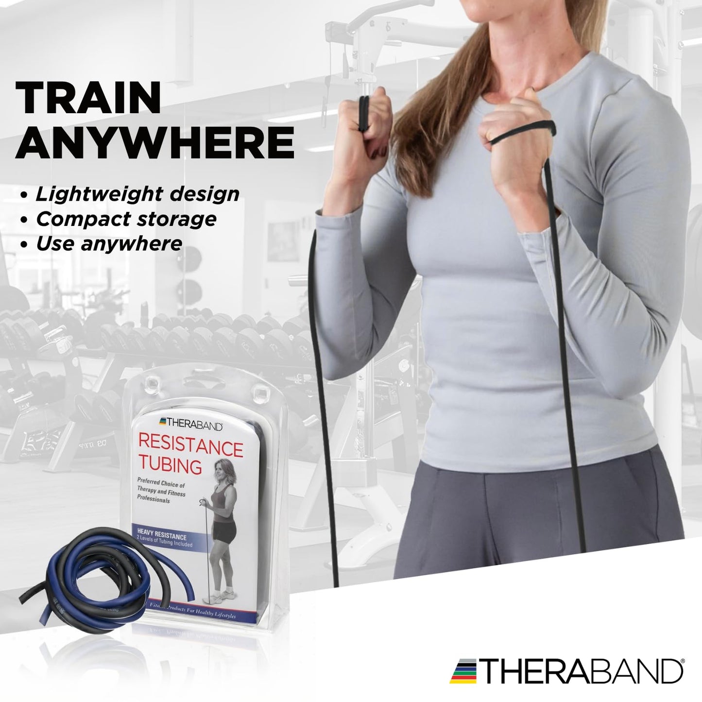 THERABAND Resistance Tubes, Advanced Set, Blue & Black, 5 ft Latex Tubing, Home or Clinic Use, Cut-to-Fit, Color-Coded Resistance Bands for Upper & Lower Body Workouts