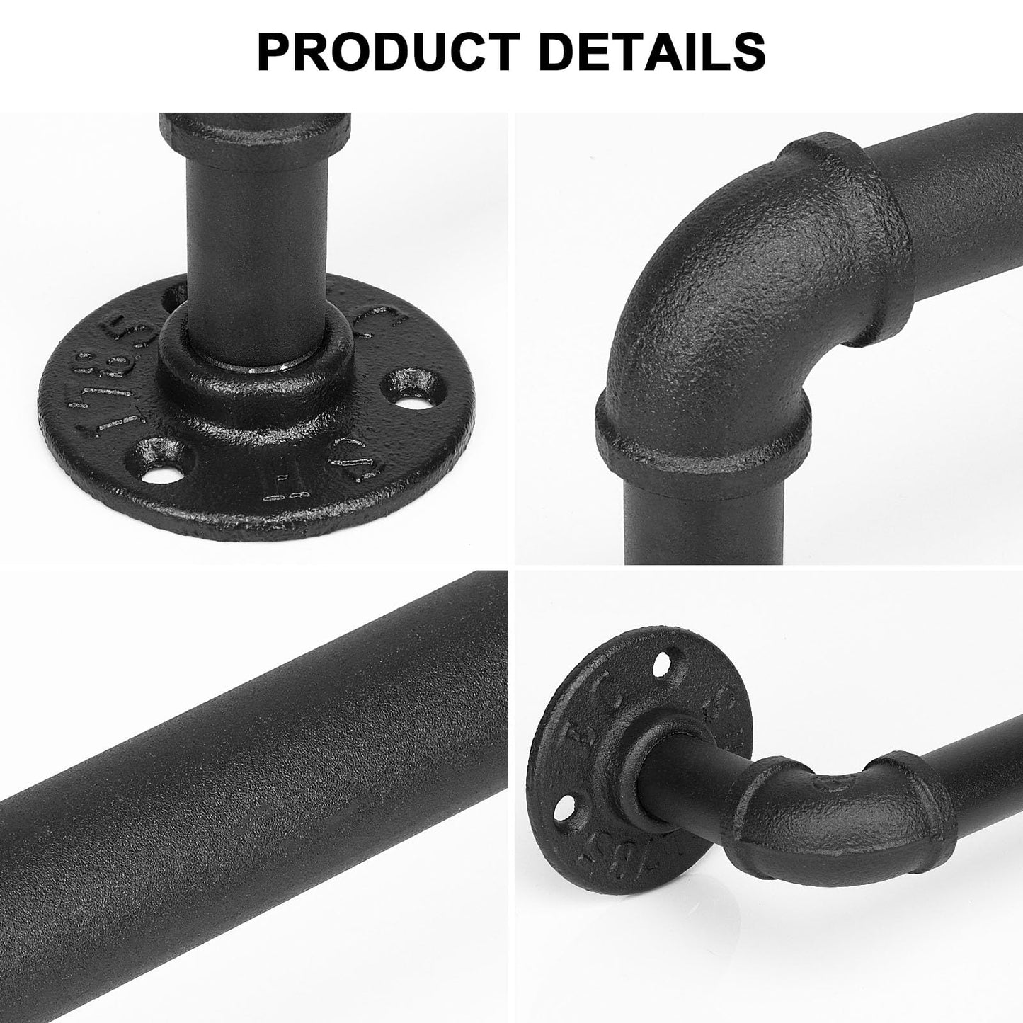 Jeasor Industrial Pipe Towel Rack Towel Bar, Heavy Duty Wall Mounted Rustic Farmhouse Bath Towel Holder for Bathroom (Black, 18 Inch)