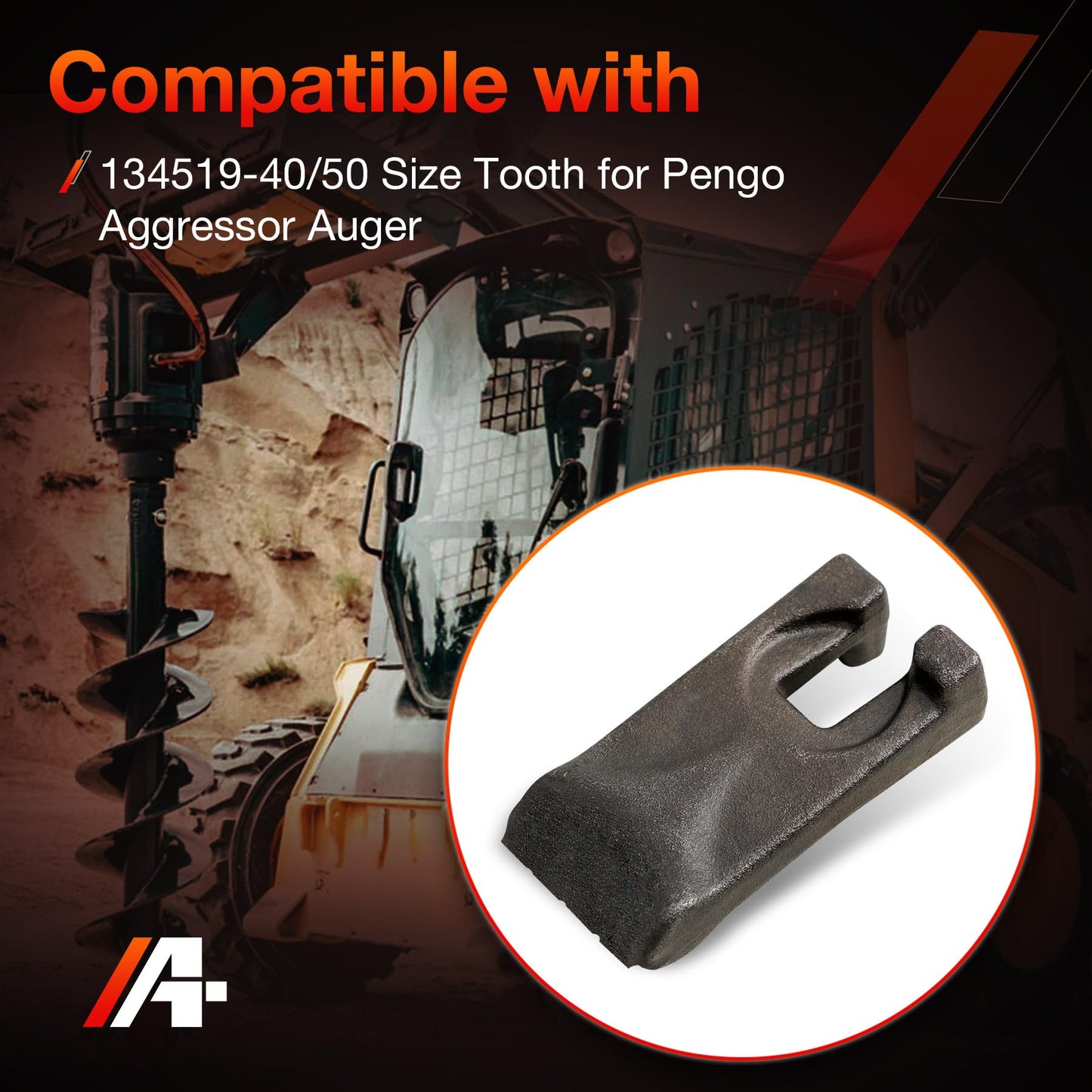 Carbide Auger Teeth, 134519 40/50 Tooth Size, Compatible with Pengo Aggressor Auger, Heavy Duty Replacement Digging Teeth- 4 Pack