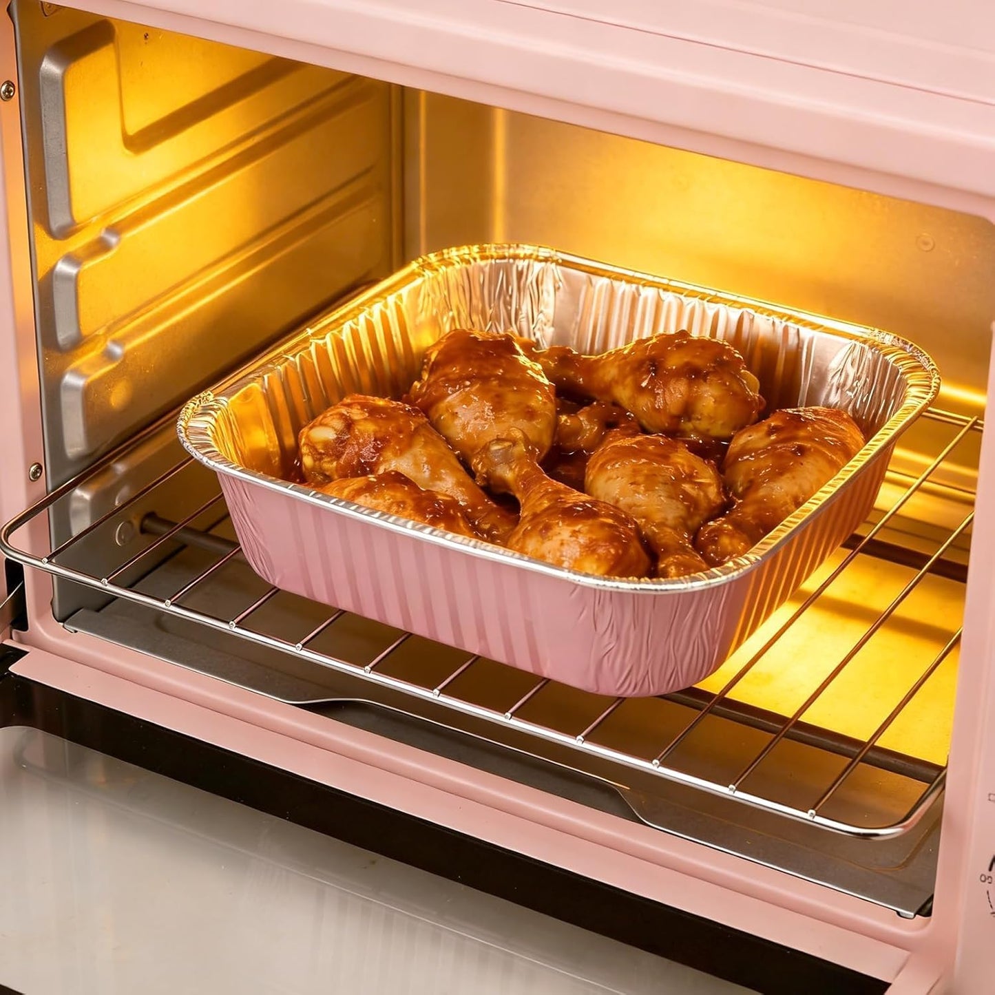 Regine Switzerland 35-Pack Pink 8x8 Inch Disposable Aluminum Pans - Includes Lids, Stickers & Spoons for Parties