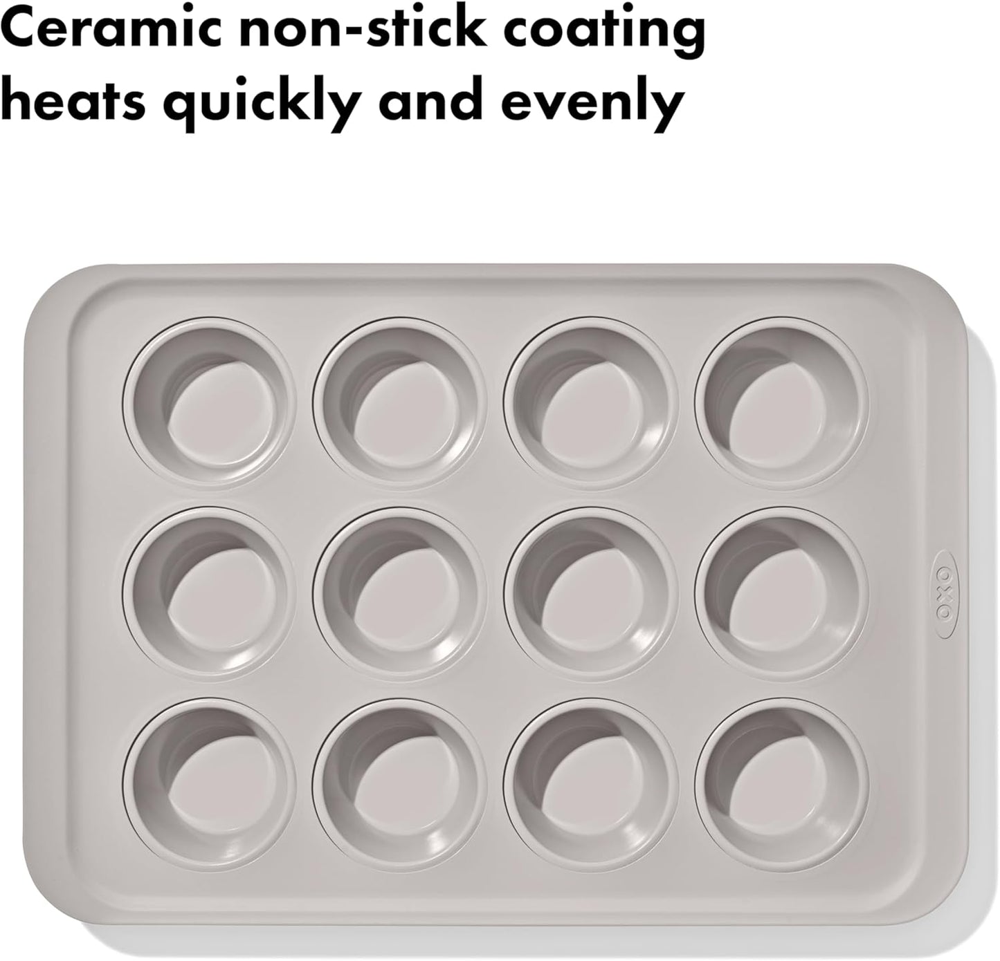 OXO Good Grips 12-Cup Muffin Pan - Non-Stick Pro Ceramic Coated Bakeware for Perfect Biscuits