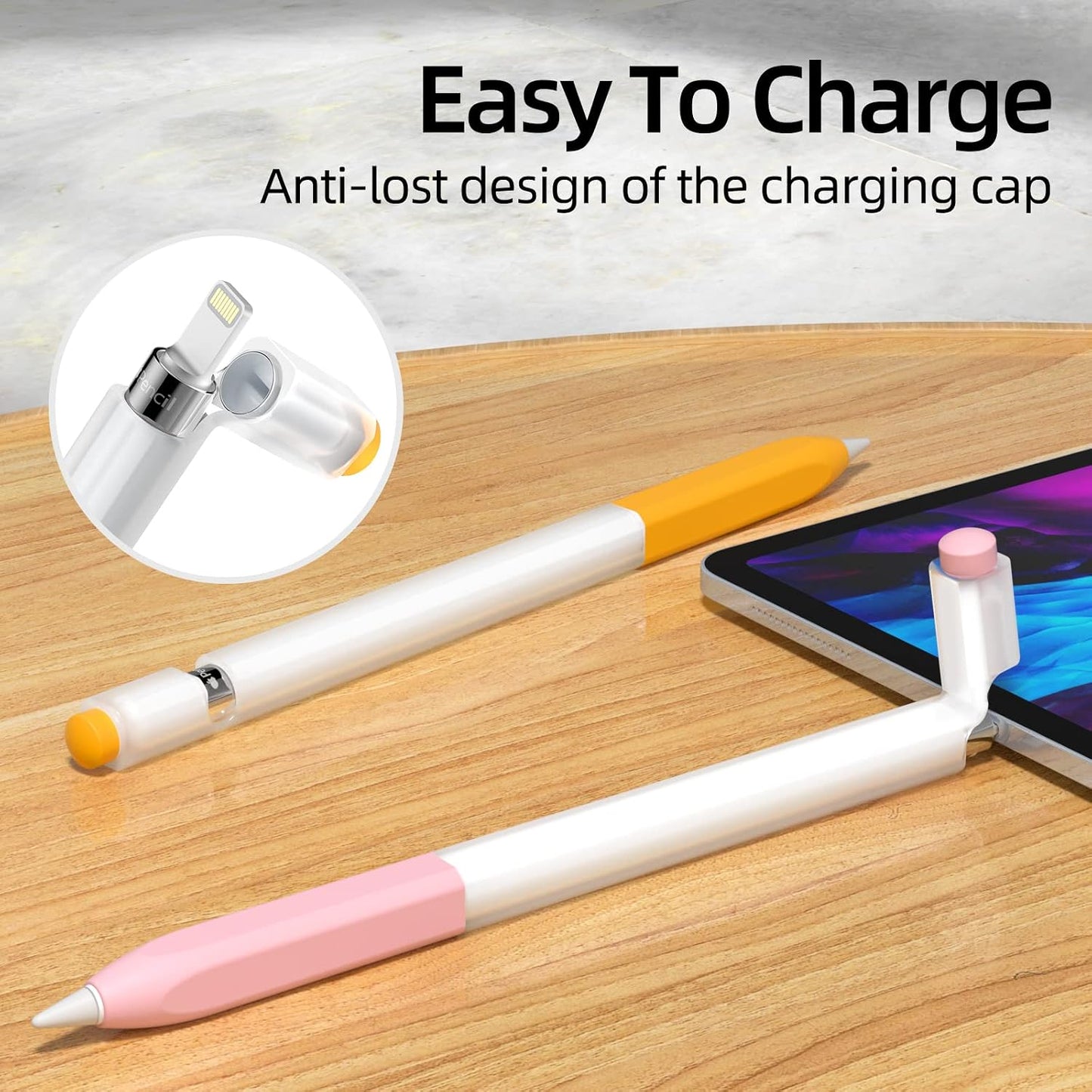 JOOSKO 1st [2 Pack] 10 Pencil Case Compatible With Apple Pencil Generation, Soft Silicone [With Tip Cover] (Yellow