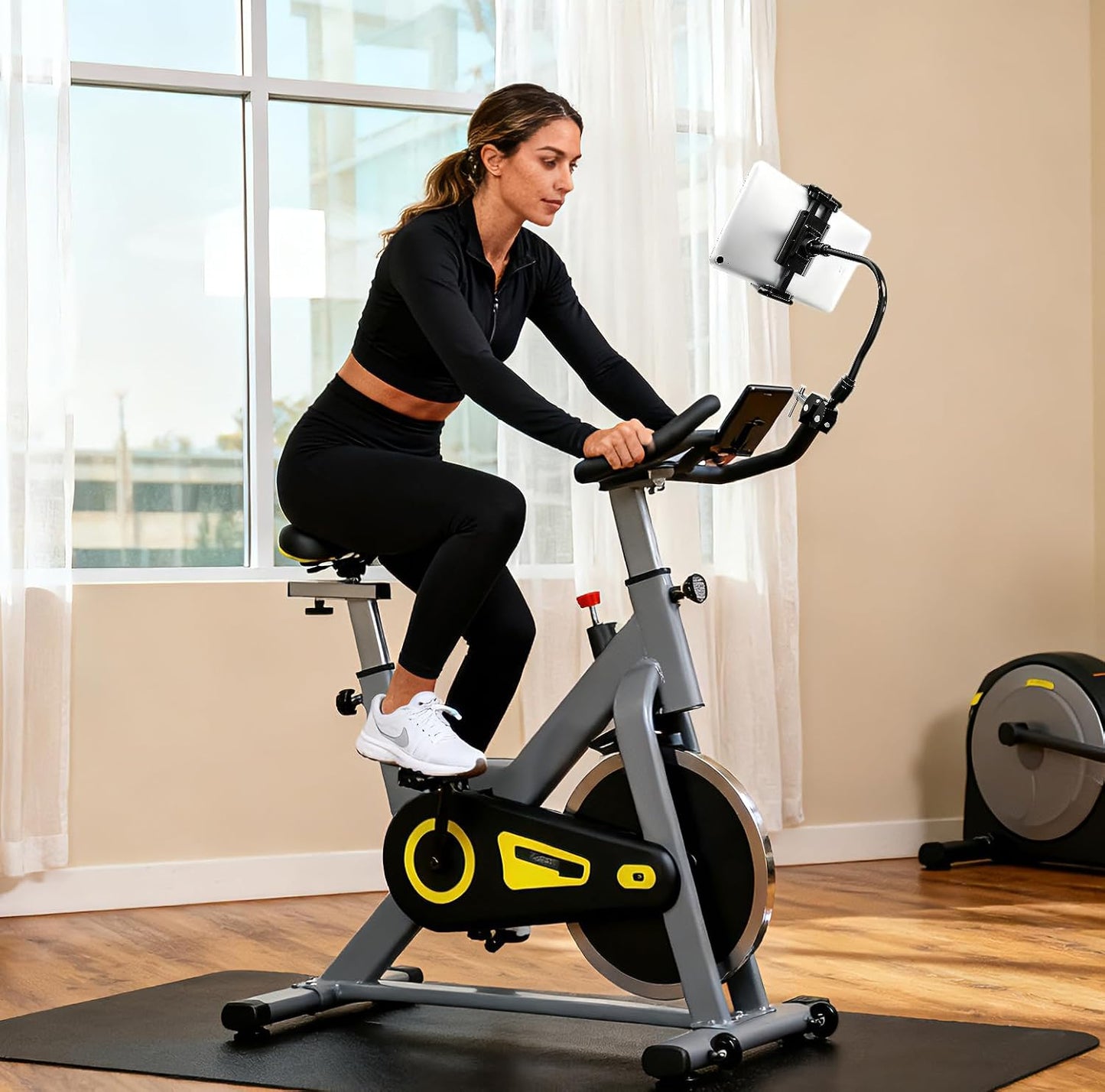 Lupholue 360 4.7" 12.9" Universal Adjustable Tablet Holder Mount for Treadmill, Spin Bike, Stroller, Wheelchair, Golf