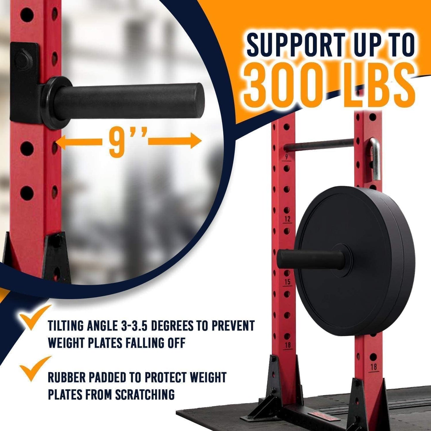 Yes4All Olympic Weight Plate Holder Power Rack Attachment for 3x2 Inch Power Rack with 0.6” hole - (Compatible Only with 2” Olympic Weight Plates)
