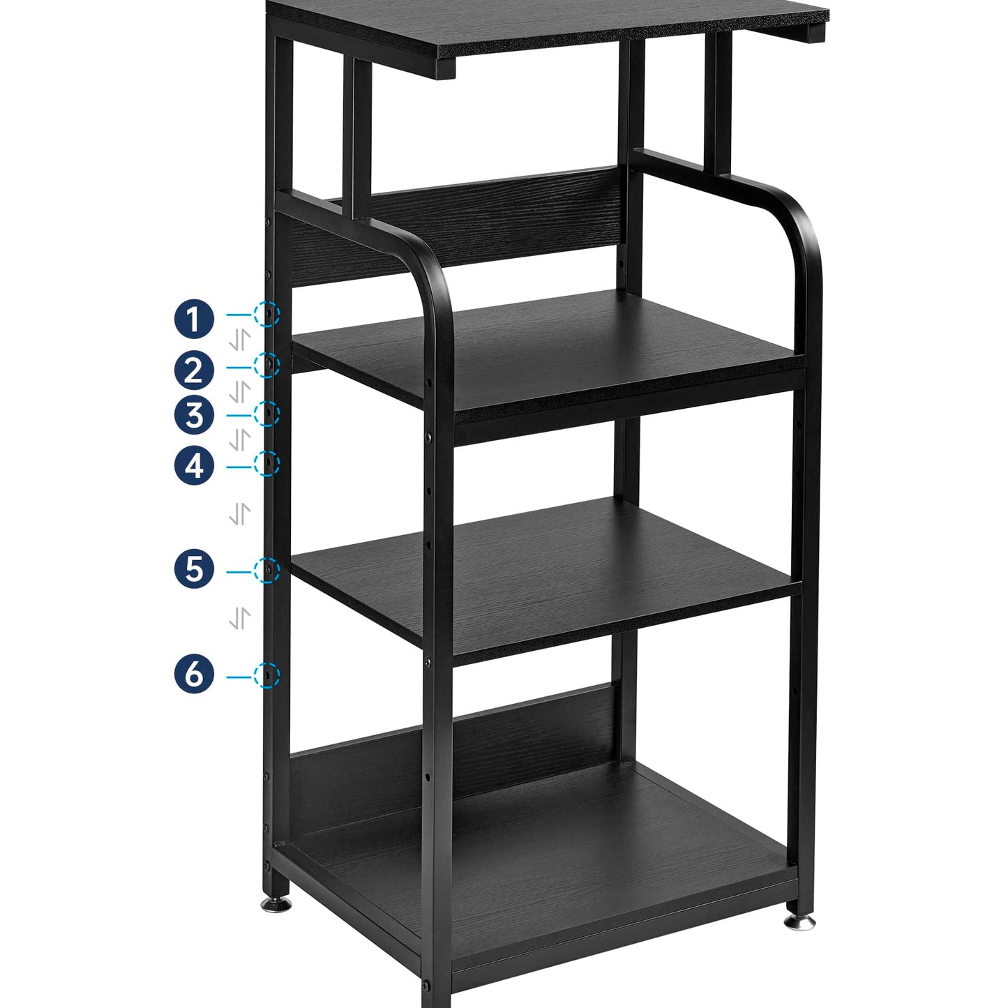 Fannova Printer Stand with Adjustable Shelf, 4 Tier Large Tall Printer Table with Wheels for Home Office Storage and Organization, Rolling Stand Cart for Computer Tower CPU Shredder, Black