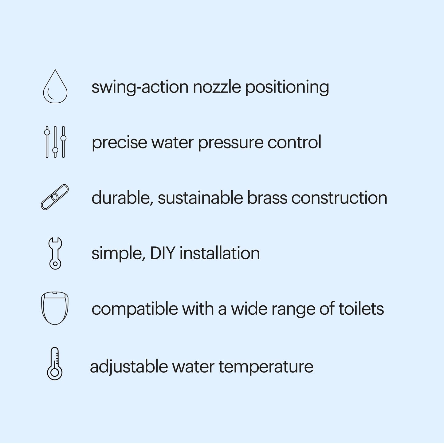 Brondell SMB-25 Side Mounted Manual Bidet Attachment for Toilet Seats with Adjustable Sprayer and Water Pressure, Thin Profile, Chrome (Dual Temperature), X-Large