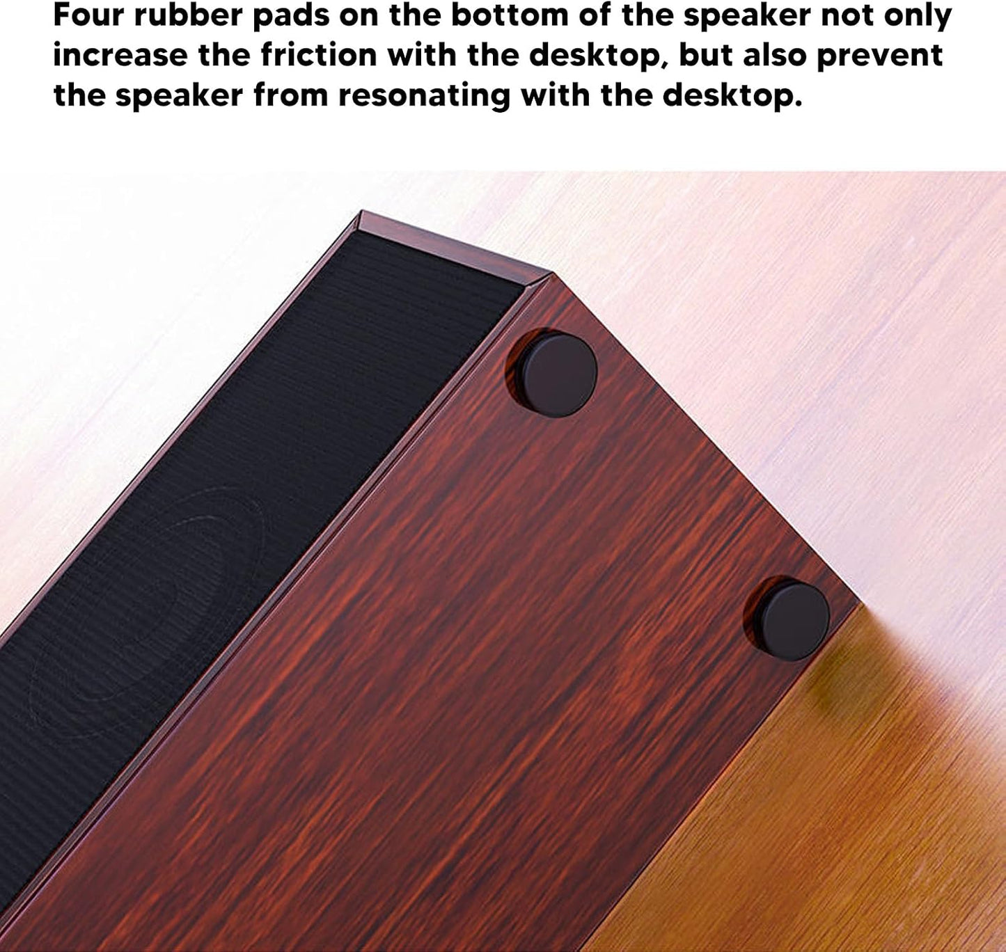 Diyeeni 3.5mm 1.2m Wooden Computer Speaker, USB Powered PC Speakers, HiFi Stereo Sound Computer Sound Bar for Desktop