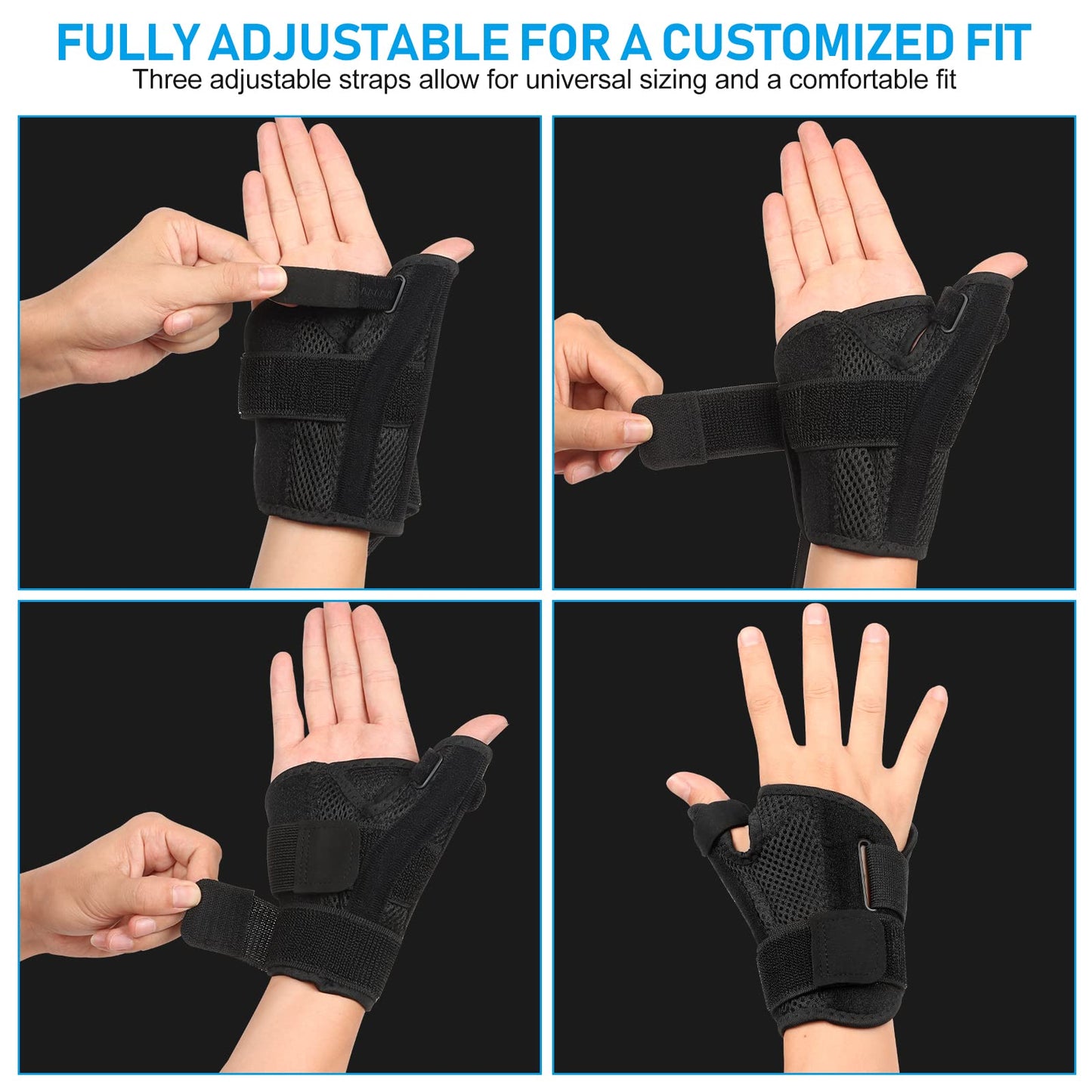 Thumb Brace - Carpal Tunnel Wrist Brace for Men & Women, Thumb Spica Splint with Thumb Support for Arthritis, Tendonitis, De Quervain’s & Sprains, Night Sleep Pain Relief Stabilizer for Left & Right Hand
