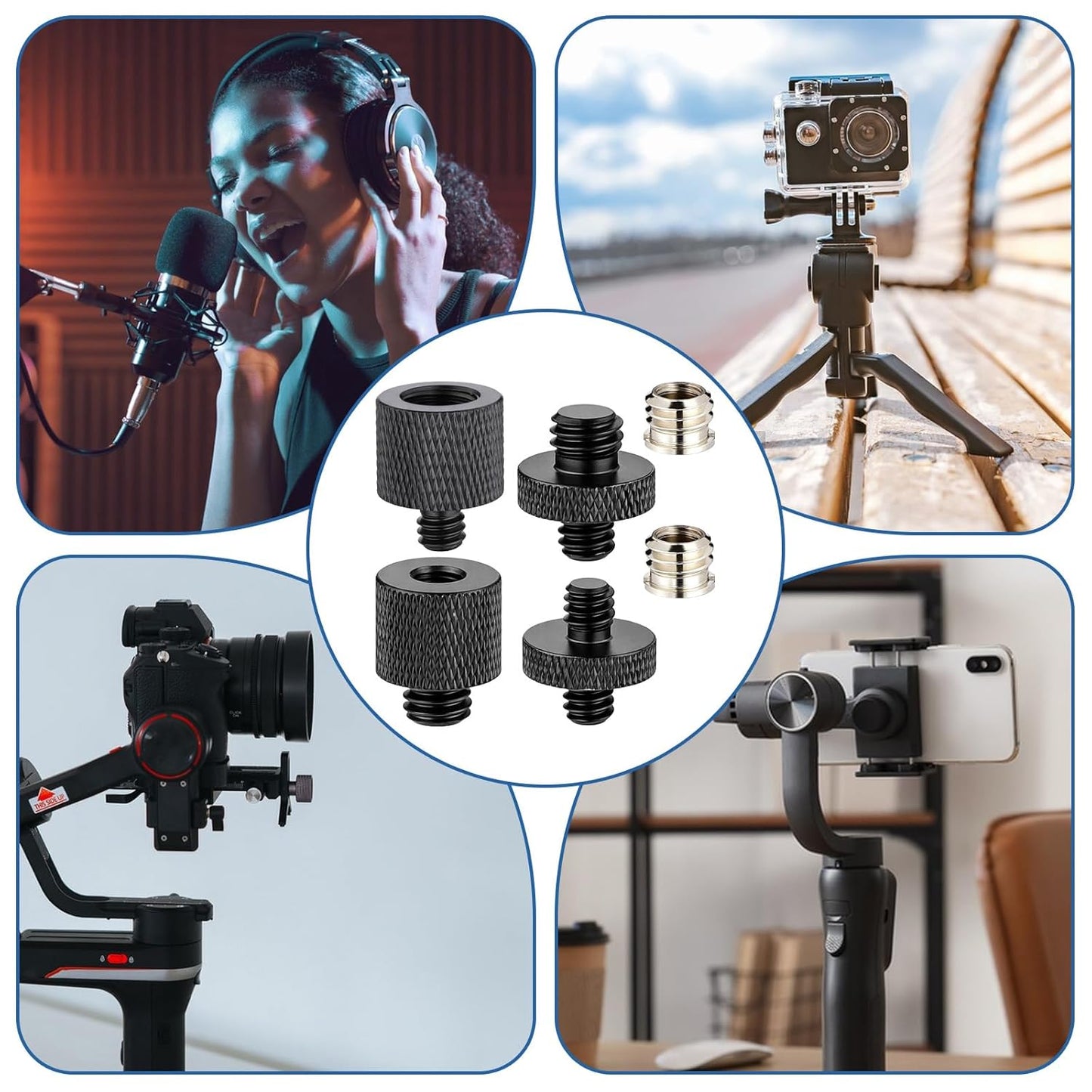 JJUNW 6Pcs Tripod Adapter, Camera Screw Adapter, Stand Adapters Threaded Converter Tripods Mount Adapters, Tripod