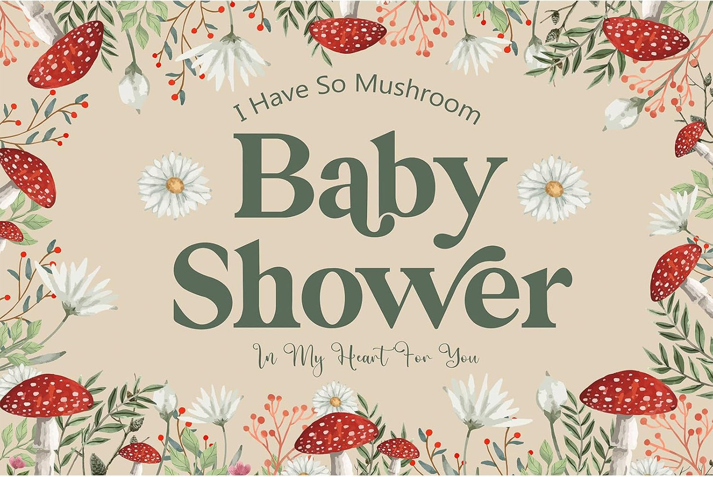 Sursurprise 5 3ft Mushroom Baby Shower Decorations, Mushroom Baby Shower Backdrop Banner Photo Photography Background *
