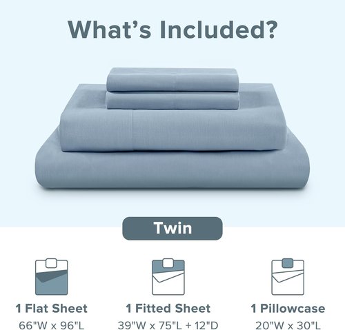 Comfort Spaces 100% Cotton Sheet Set - Breathable & Lightweight Twin Bedding in Blue | Fits Up to 14" Mattress