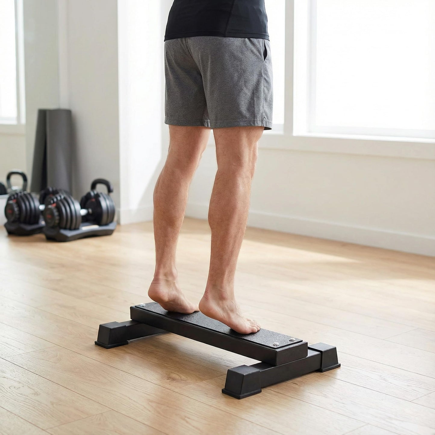 Steel Calf Raise Bar, Standing Calf Raise Platform Machine, Calf Raise Block Rack for Calf Stretching, Squat, Foot Stretch (22 inch)
