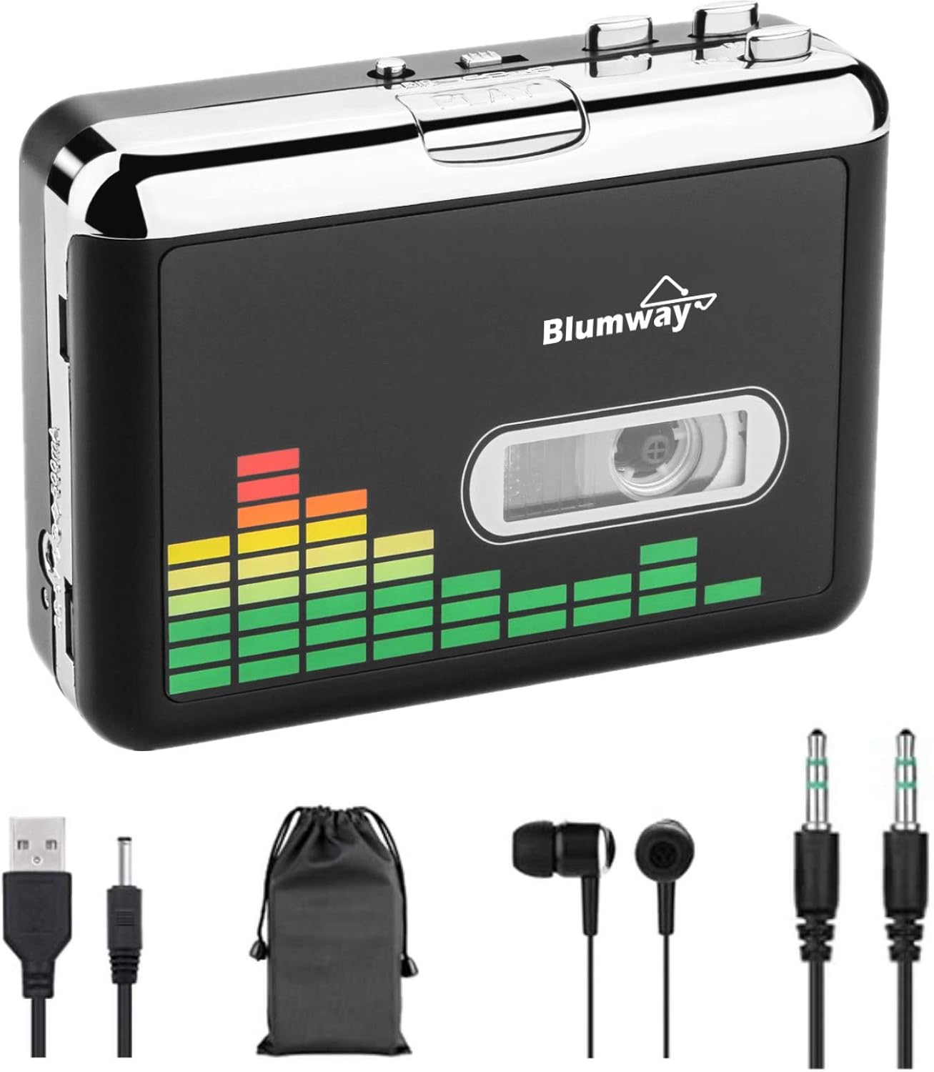 BlumWay Cassette MP3 Cassette MP3 Cassette USB to Converter, Portable Tape Player to Format, Audio Music Tape