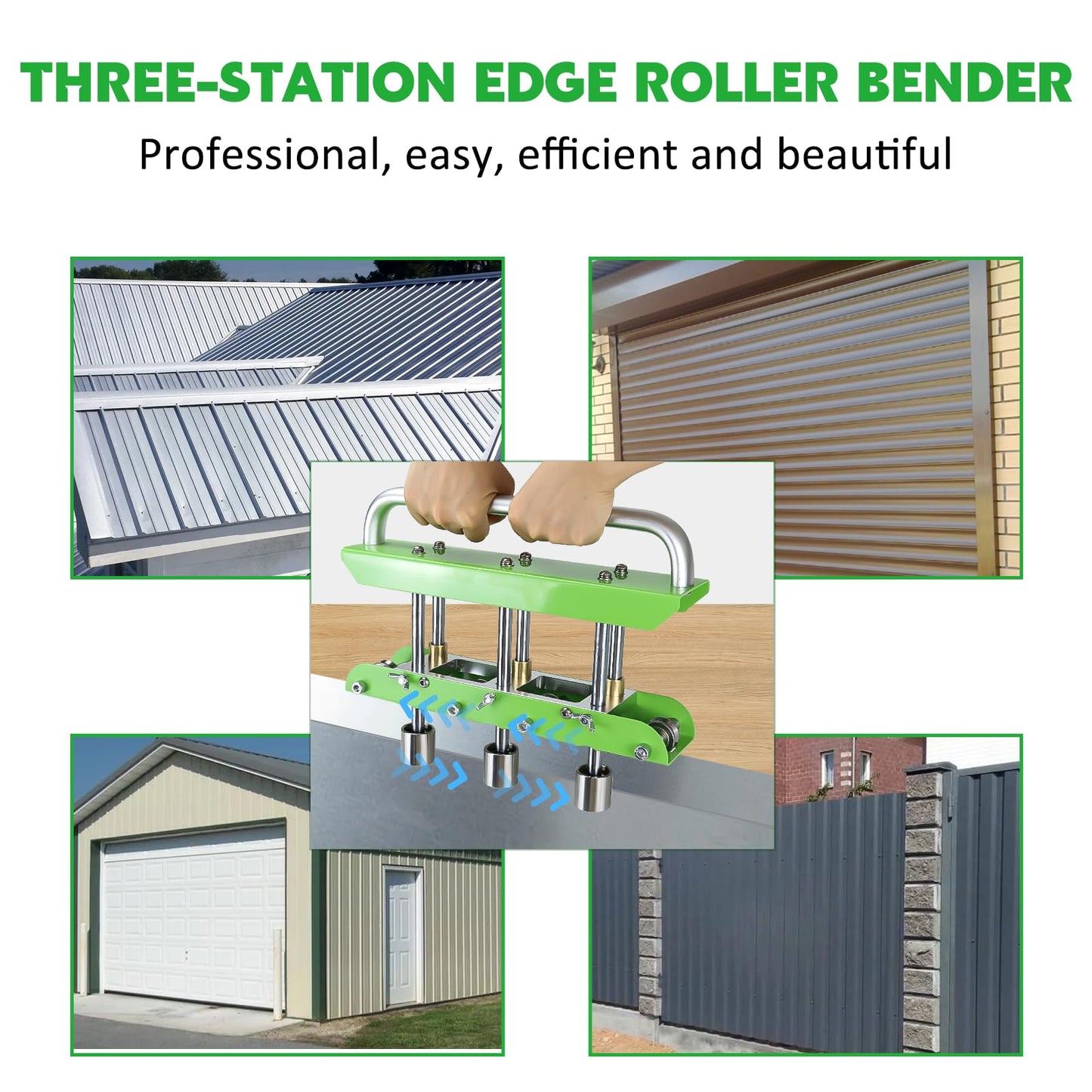 Three-Station Edge Roller Bender 0-90°Bending Angle Adjustable for 29 to 22-Gauge Steel,Making 5/8" to 4" (16 to 102 mm) Bends Large Sheet Metal Bender