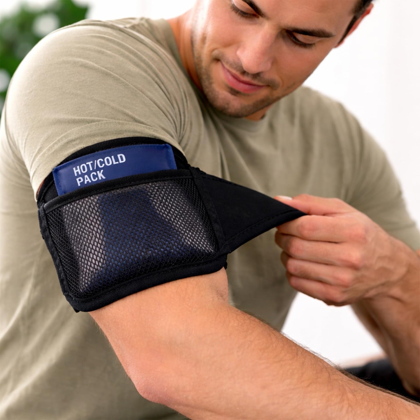 Neck Ice Pack Wrap Holder – Ice Pack Wrap for Neck, Flexible Ice Pack Strap with Mesh Pocket for Hot Cold Pack, Reusable Cold Compress & Heat Pack Wrap for Shoulder,Legs (Ice Pack Not Included)