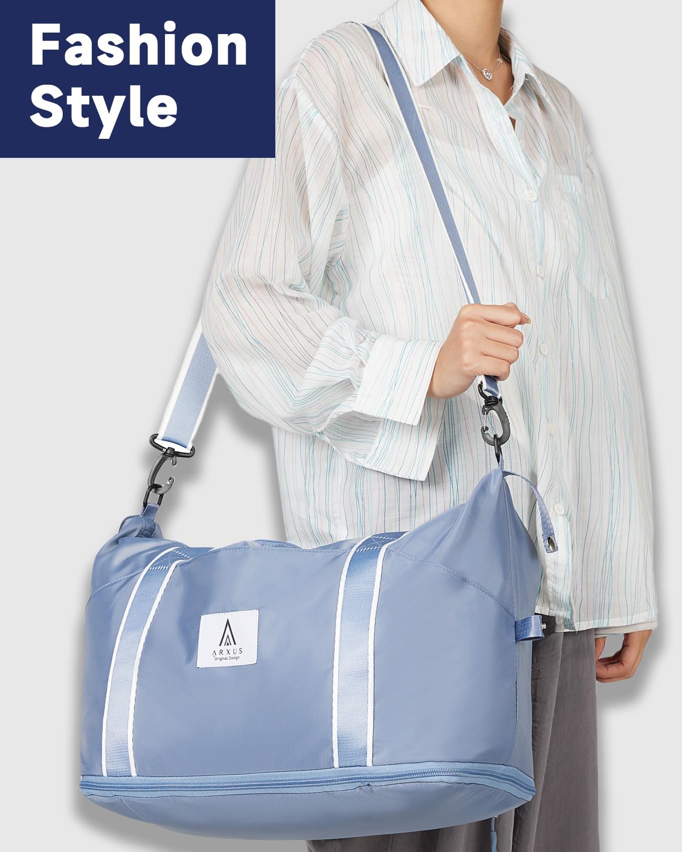 Arxus Rolling Duffle Bag with Detachable Wheels and Adjustable Shoulder Strap, Large Expandable Foldable Carry On Luggage Bag with Handle and Suitcase Sleeve, Weekender Bag for Travel Airplane 25L-55L