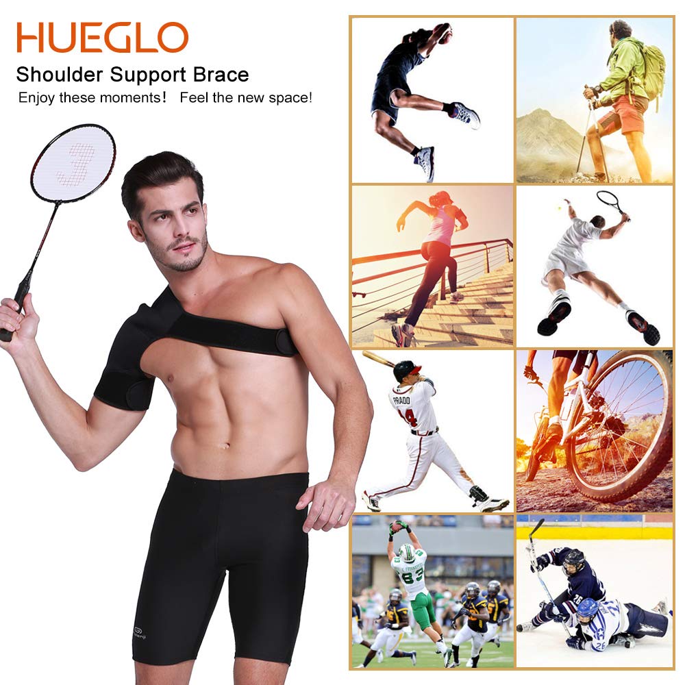 HUEGLO Right Shoulder Brace for Men,Torn Rotator Cuff Support Women Shoulder Stabilizer Brace for Shoulder Pain Relief,Dislocated AC Joint,arthritis