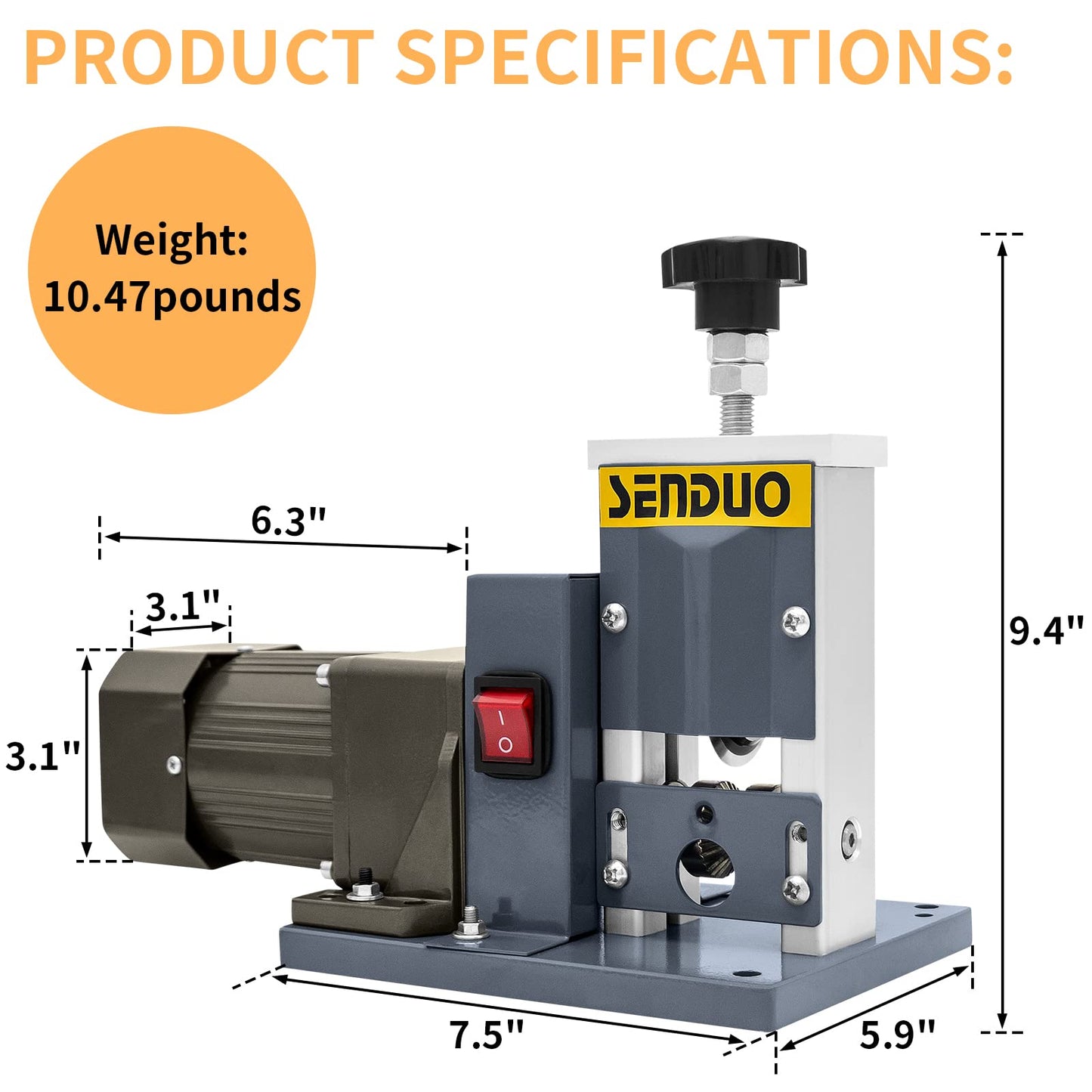 SENDUO Automatic Wire Stripper Machine,25W 0.04" - 0.79" Electric Wire Stripping Machine,with Free Replacement Blades,Portable cable stripper for Scrap Copper Wire Cable Recycling