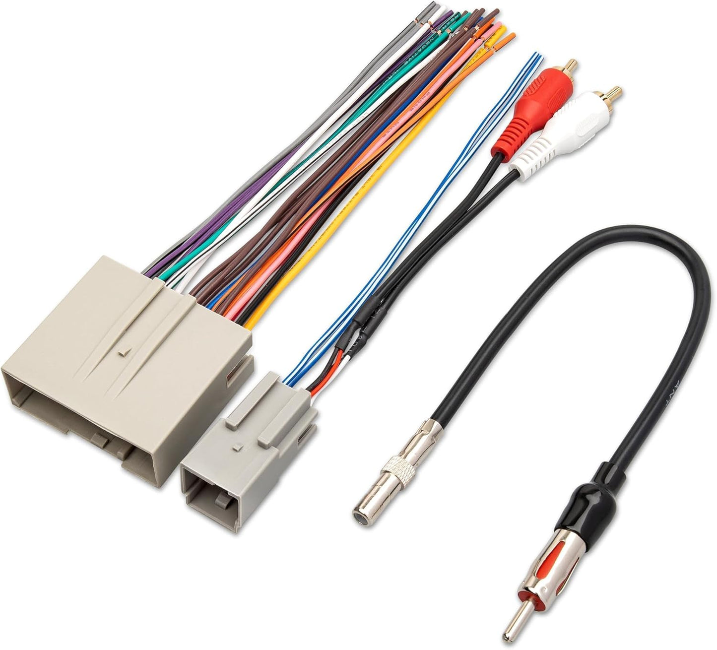 2004-2009, 2006-2008, 2008-2011 RED WOLF Car Radio Wiring Harness W/Anetnna Adapter RCA Input for Ford Mustang Hyundai