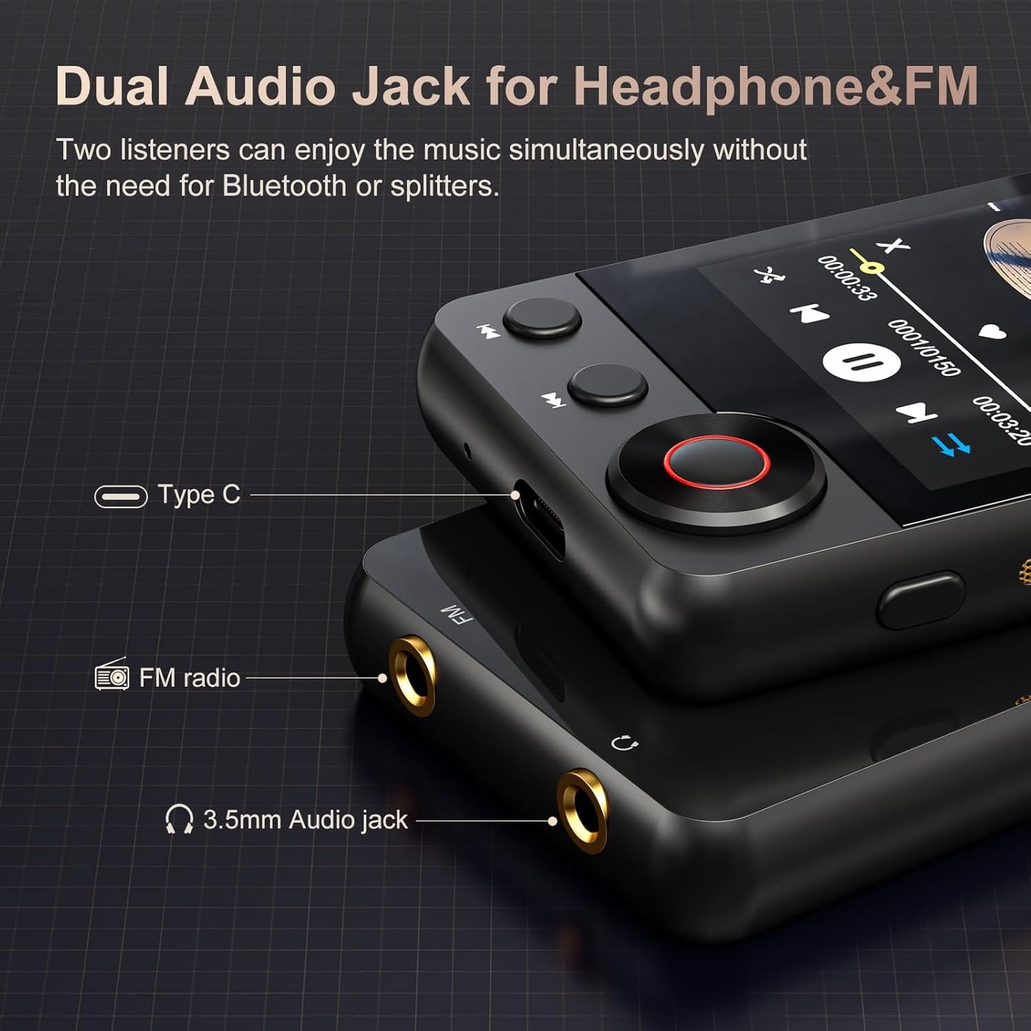 MECHEN 128GB MP3 D53 MP3 2.4" MP3 512GB Player with Bluetooth - Portable Touch Screen Music Player with HiFi Speaker