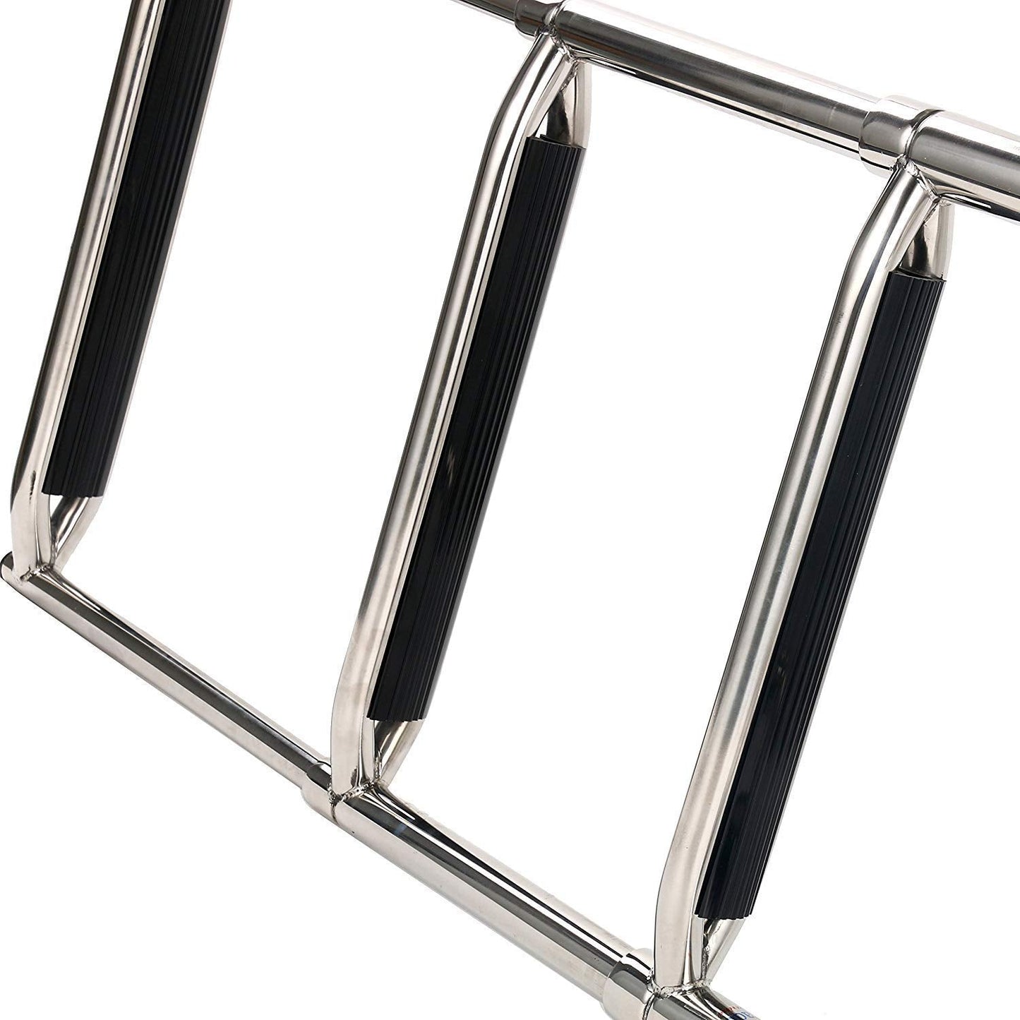 Amarine Made Boat Ladder, 3 Step Premium Stainless Folding Rear Entry Pontoon Boat Ladder w/Extra Wide Step