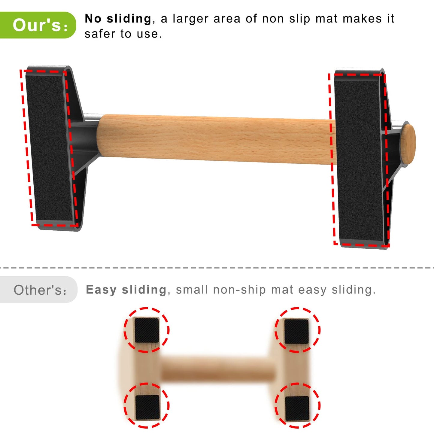 SELEWARE Wood Push-Up Bars Parallettes Anti-Slip Handstand Bars for Calisthenics, Fitness, Floor Workouts - Solid Wood Handle with Sturdy Metal Bracket, Supports to 600 lbs
