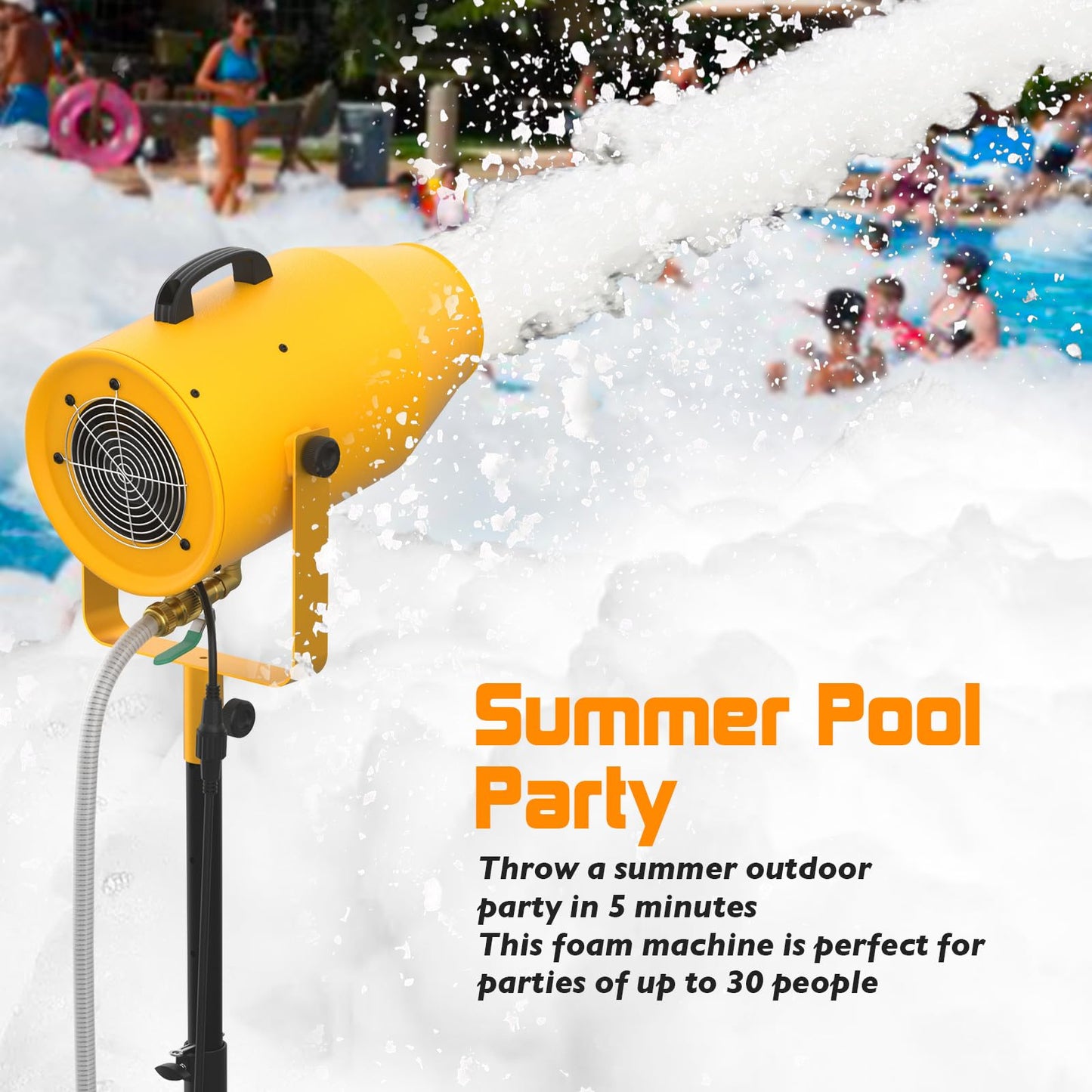 UPGREY Foam Machine for Party, 3–5 m Spray Foam Cannon, AC110V 60Hz Waterproof Foam Party Machine with Adjustable Tripod Stand, Control Box and Pump for Backyard, Pool, Birthday Events