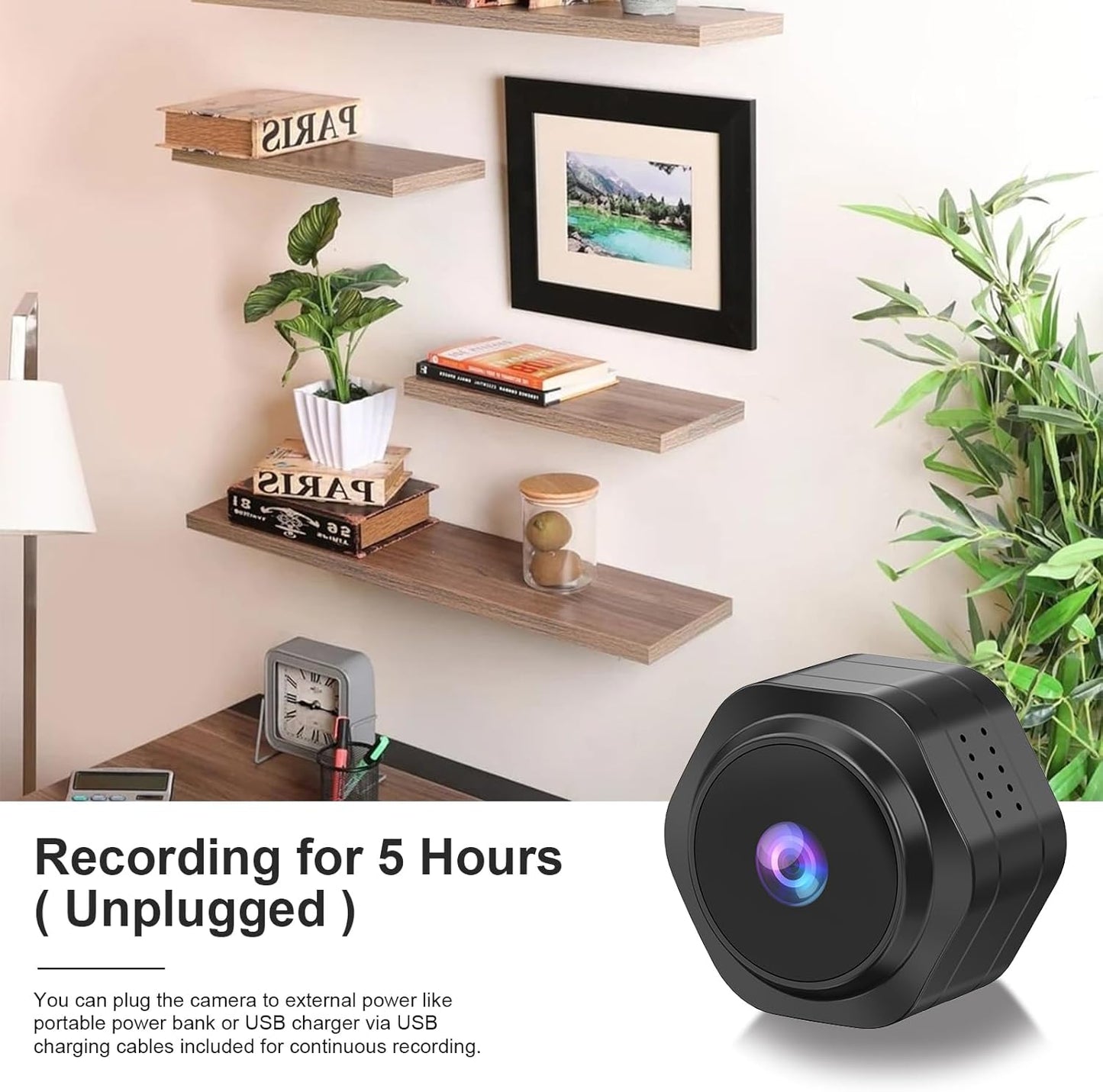 Splemin Cam,4K Mini WiFi Hidden Camera,Spy Camera,Small Portable Nanny HD Wireless Security Cameras with Motion