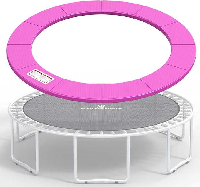 LANGXUN Universal Trampoline Repalcement Safety Pad, 8ft 10ft 12ft 14ft 15ft 16ft Waterproof Surround Spring Foam Cover for Round Frame