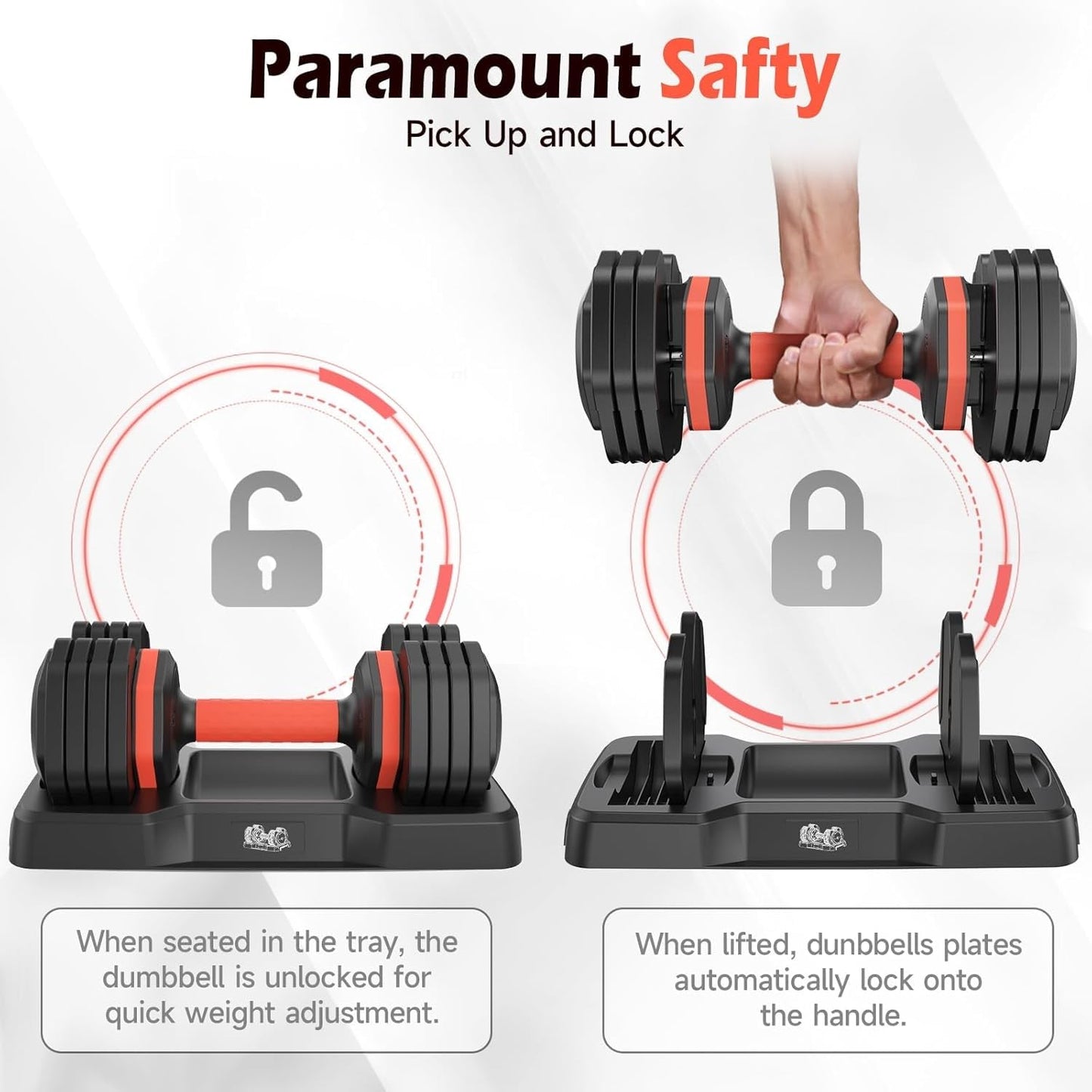 25LB Adjustable Dumbbell Set, Pair of Dumbbells Adjustable from 5LB to 25LB Each (Total 50LB), 15LB–55LB Options, Non-Slip Handle for Home Gym Strength Training