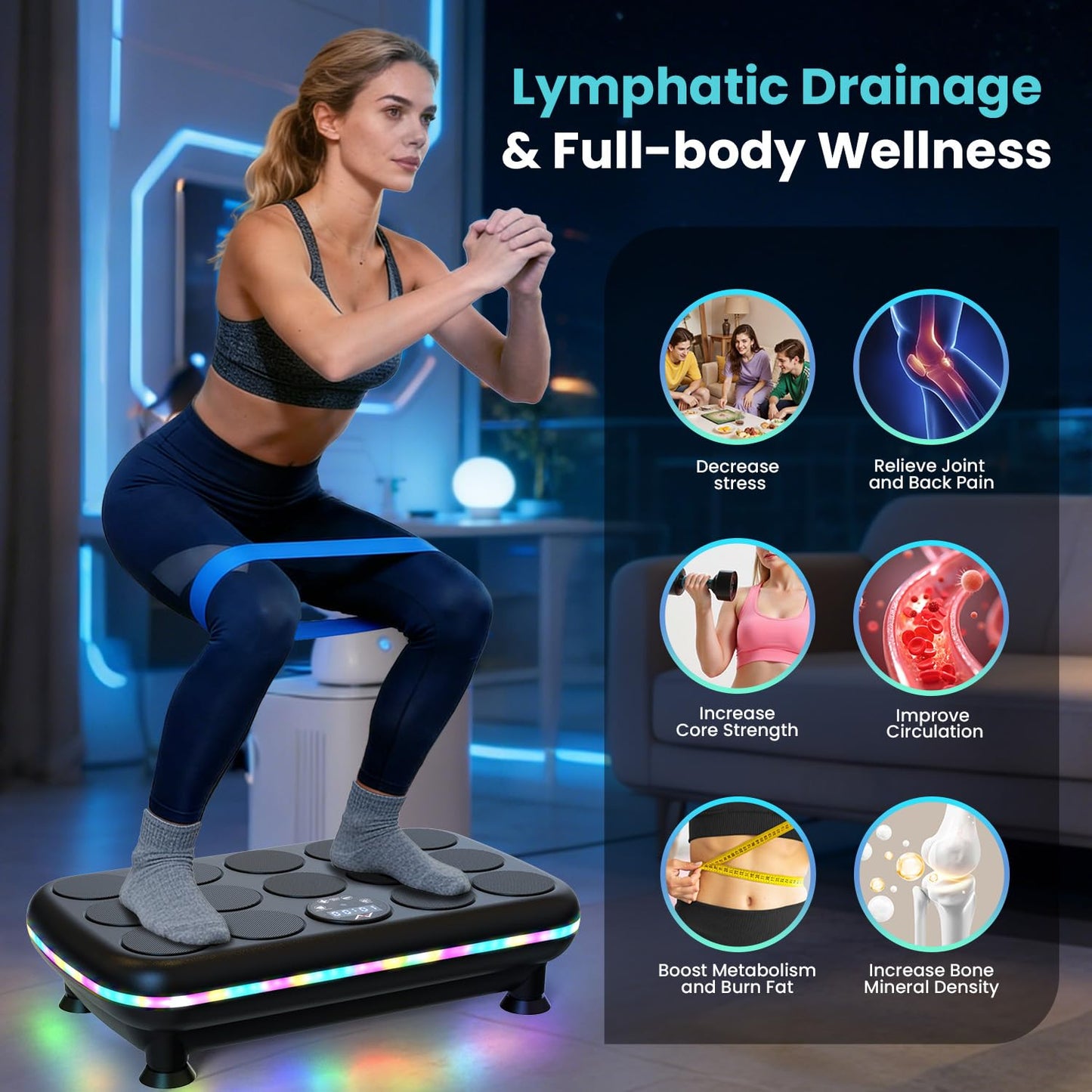 AXV Vibration Plate Fitness Platform Exercise Machine Vibrating Shaking Full Body Shaker Workout Vibrate Stand Shake Board Sport for Weight Loss Fat Burner for Gym Home Office