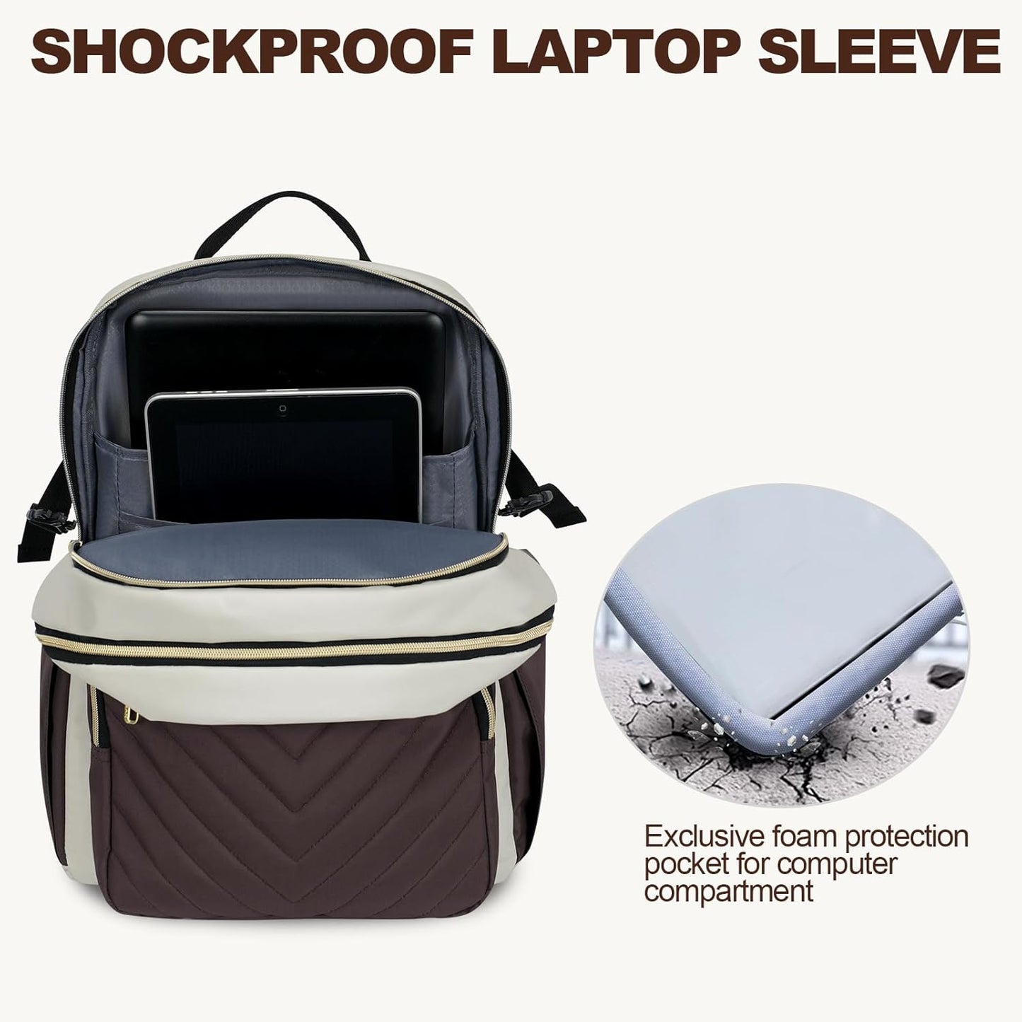 Backpack 15.6 Inch Backpack VANKEAN Laptop for Women with Pouch Pocket for Large Capacity Tumbler, Laptop Computer Bag