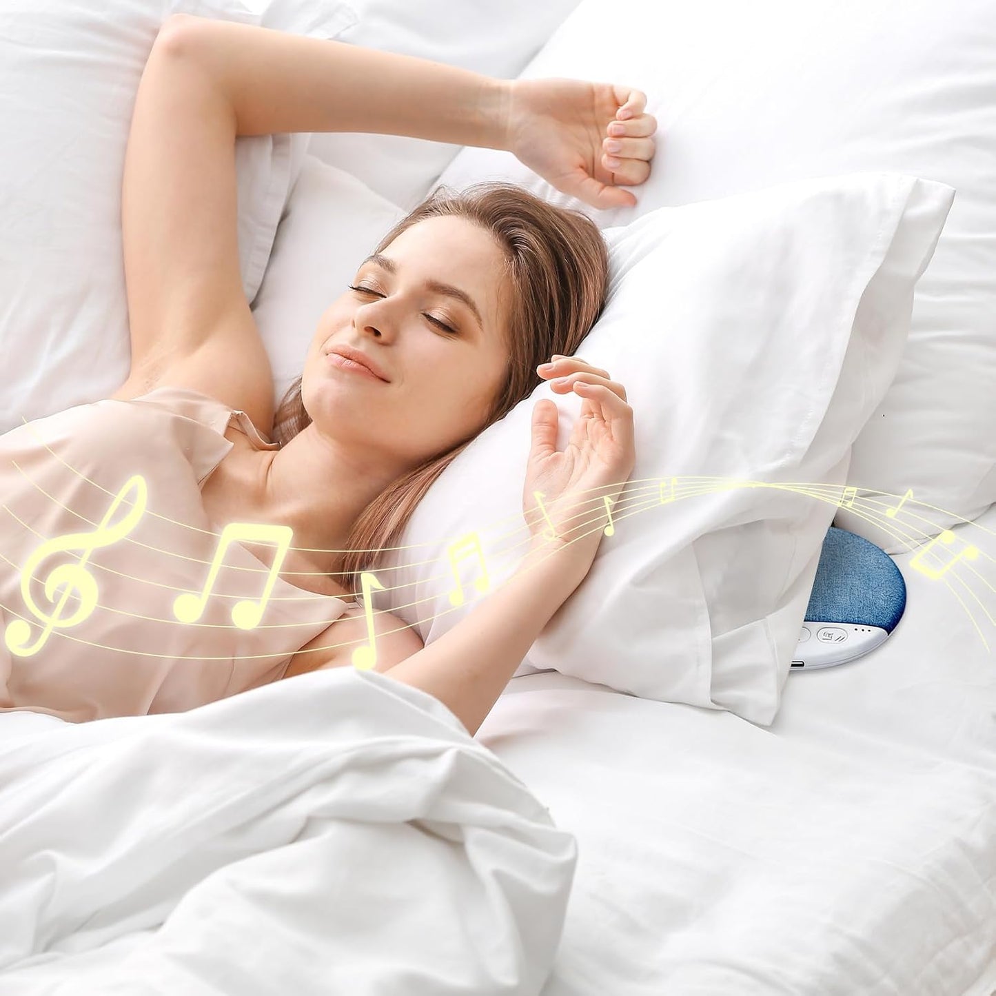 Generic 4 Inch Pillow Speaker for Sleeping, Under Pillow Speaker, Portable Wireless Bone Conduction Speakers with White