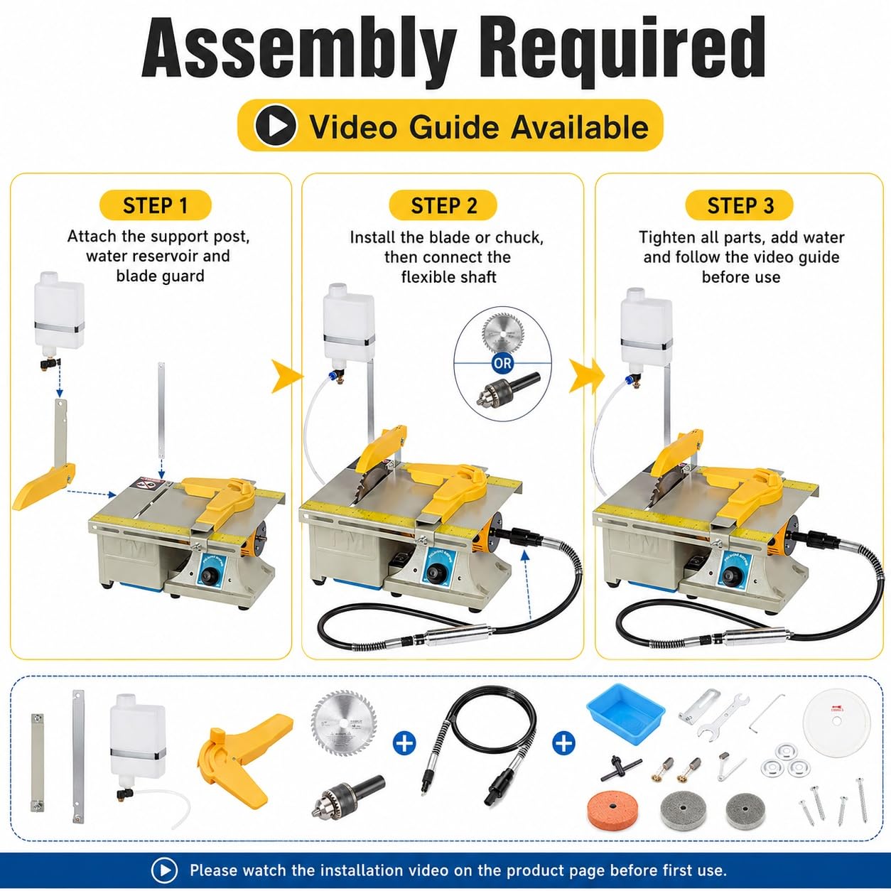 Lapidary Saw for Cutting Rocks, 6" Lapidary Equipment Stone Cutter Machine, 110V Wet Table Saws, 10000RPM with Water Drip System, Right Benchtop