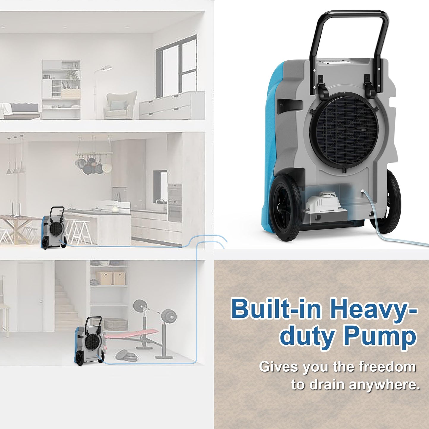 ALORAIR 270 Pints Commercial Dehumidifiers Smart Wi-Fi with Pump, Up to 3,000 Sq.Ft Coverage for Large Room or Basements, Industrial Dehumidifier with Drain Hose, 6 Years Limited Warranty