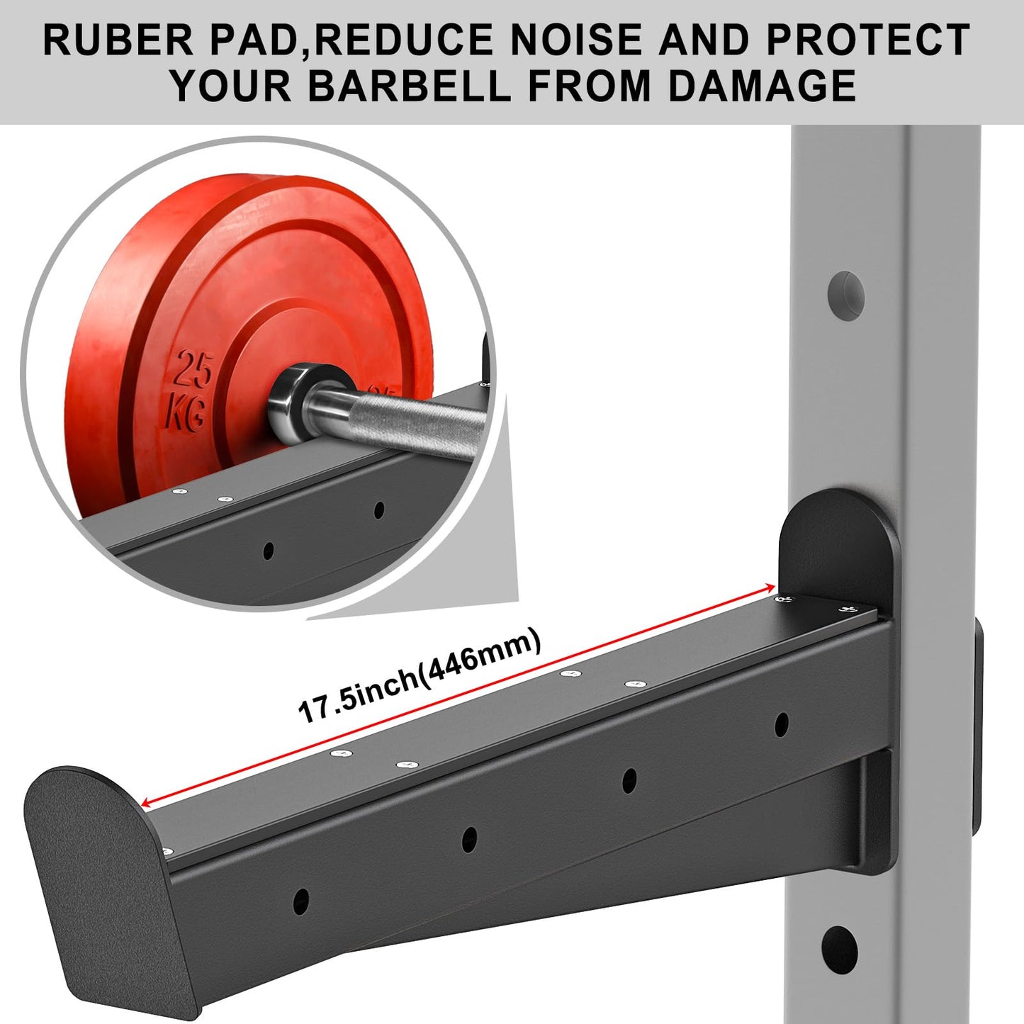 Lifeswell Heavy Duty Safety Spotter Arms for 2" x 2" Power Rack with 5/8" or 1" Holes, Adjustable Barbell Catch with Rubber Pad, 500lbs Capacity, Fits Squat Rack & Power Cage