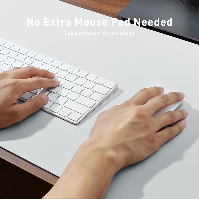 Aothia Faux Leather Desk Mat – Large Mouse Pad, Non-Slip PU Leather Blotter, Waterproof Writing Surface for Office and Home (Barely Grey, 47.2" x 23.6")