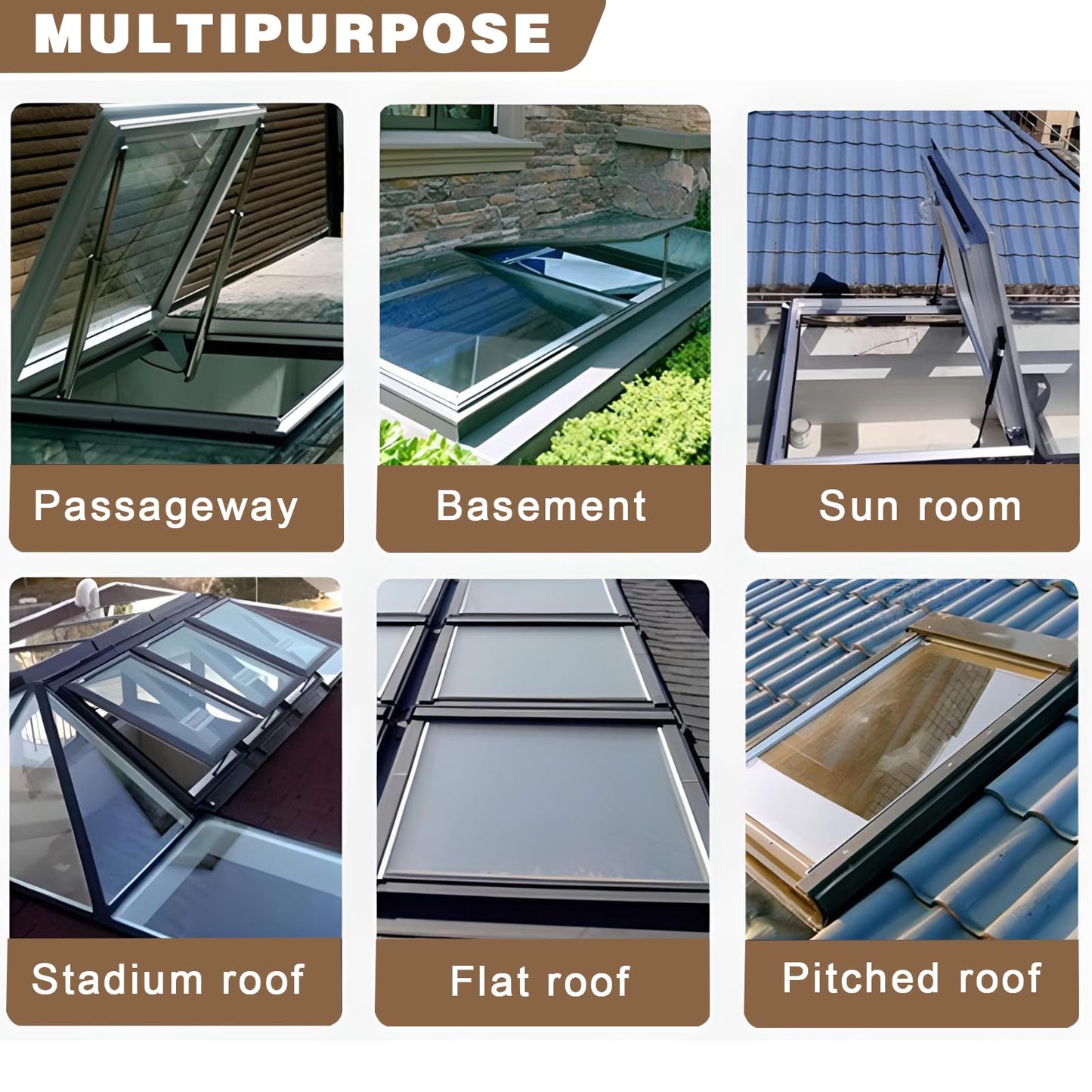 Skylight Roof Window, Tempered Glass Security Roof Hatch Cover, Flush Mount Roof Access Hatch, Attic Viewing Venting Door, Basement Lighting Well Window for Sun Room Garage (27.5 * 27.5in)