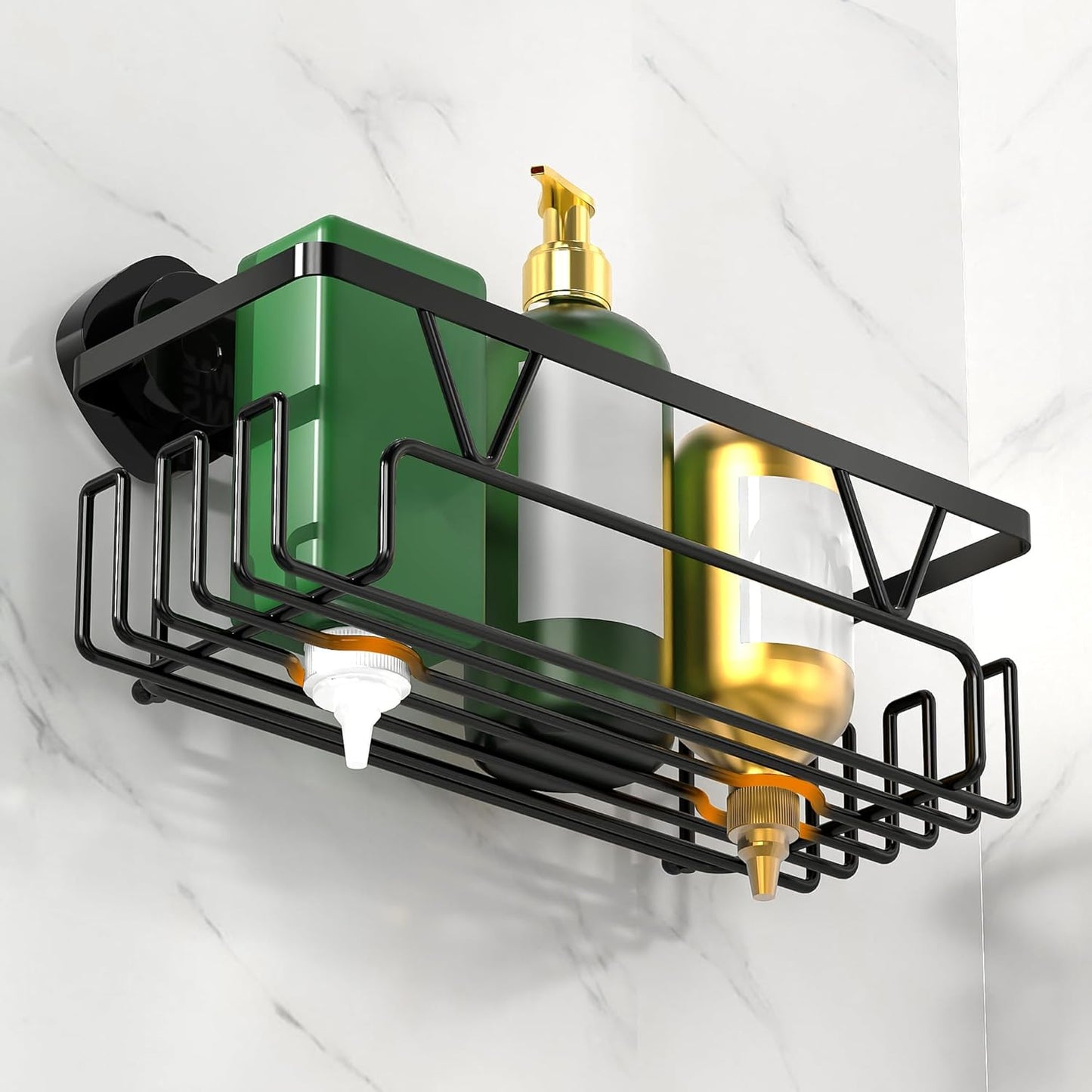 ZUNTO Suction Cup Shower Caddy | 3-Piece Reusable Shelf Organizers with Soap Holder & Hooks - No Drilling