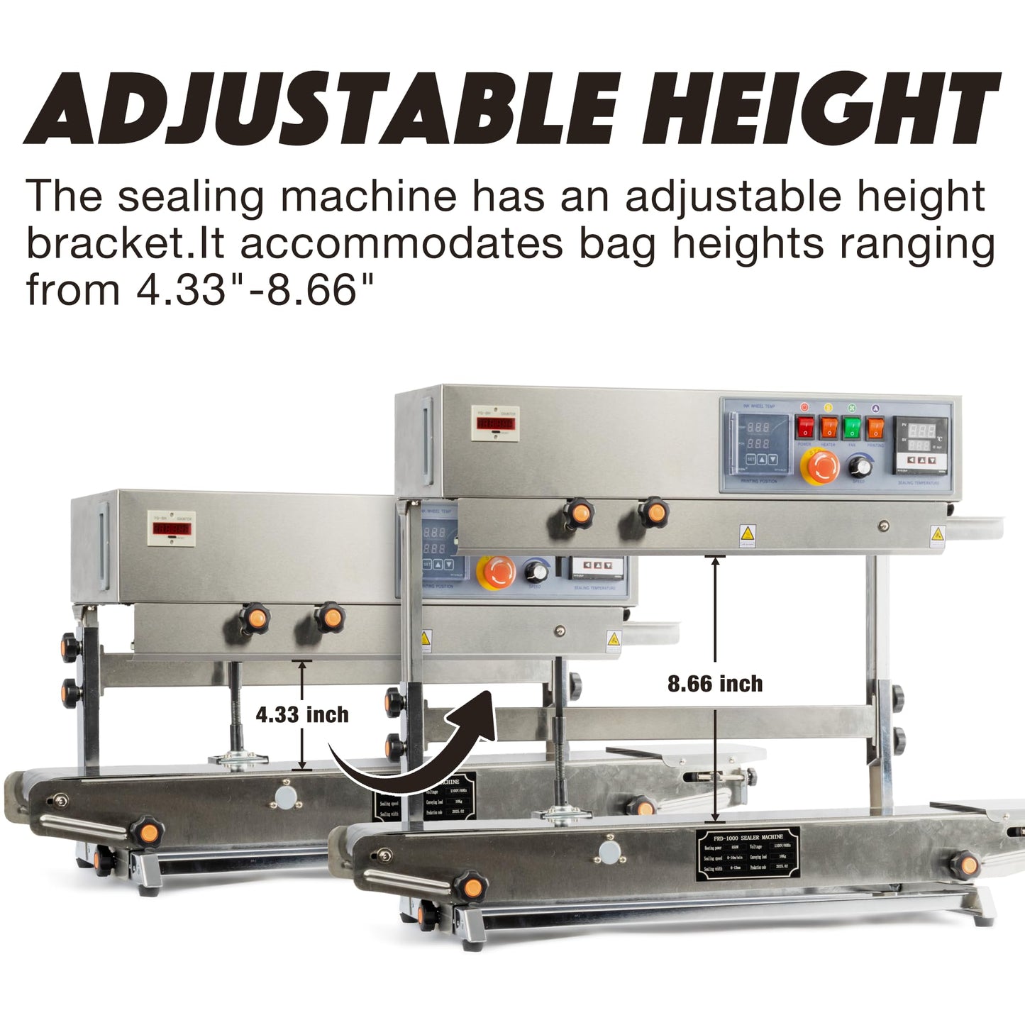 U.S. Solid Vertical Automatic Ink Wheel Printer Continuous Sealing Machine with Digital Temperature Control, Vertical Band Sealer for 0.02-0.08mm PVC Bag Films Stamp Coding 110V/60HZ