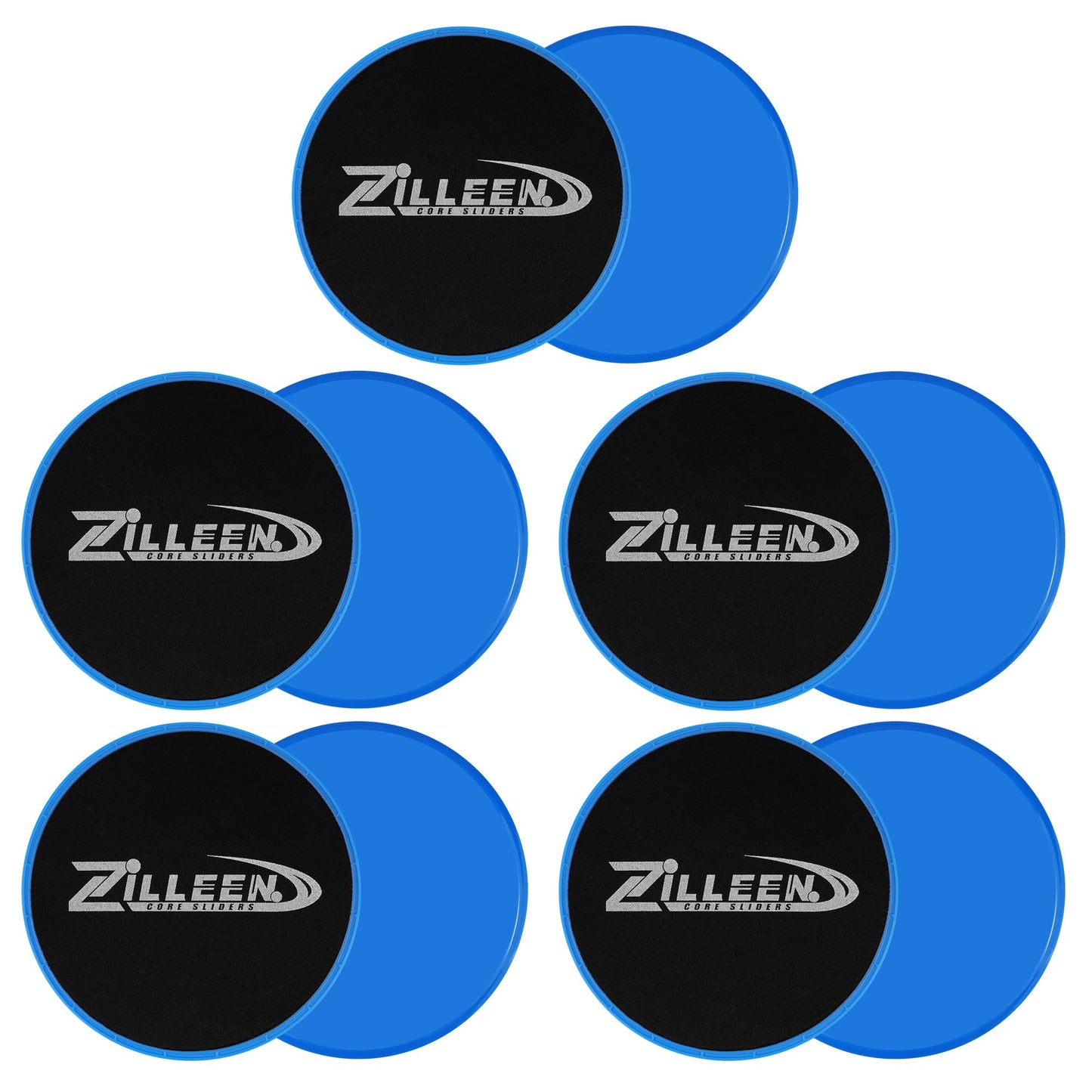 ZILLEEN Exercise Sliders for Working Out Blue Fitness Discs for Pilates Women Men, 10Pcs