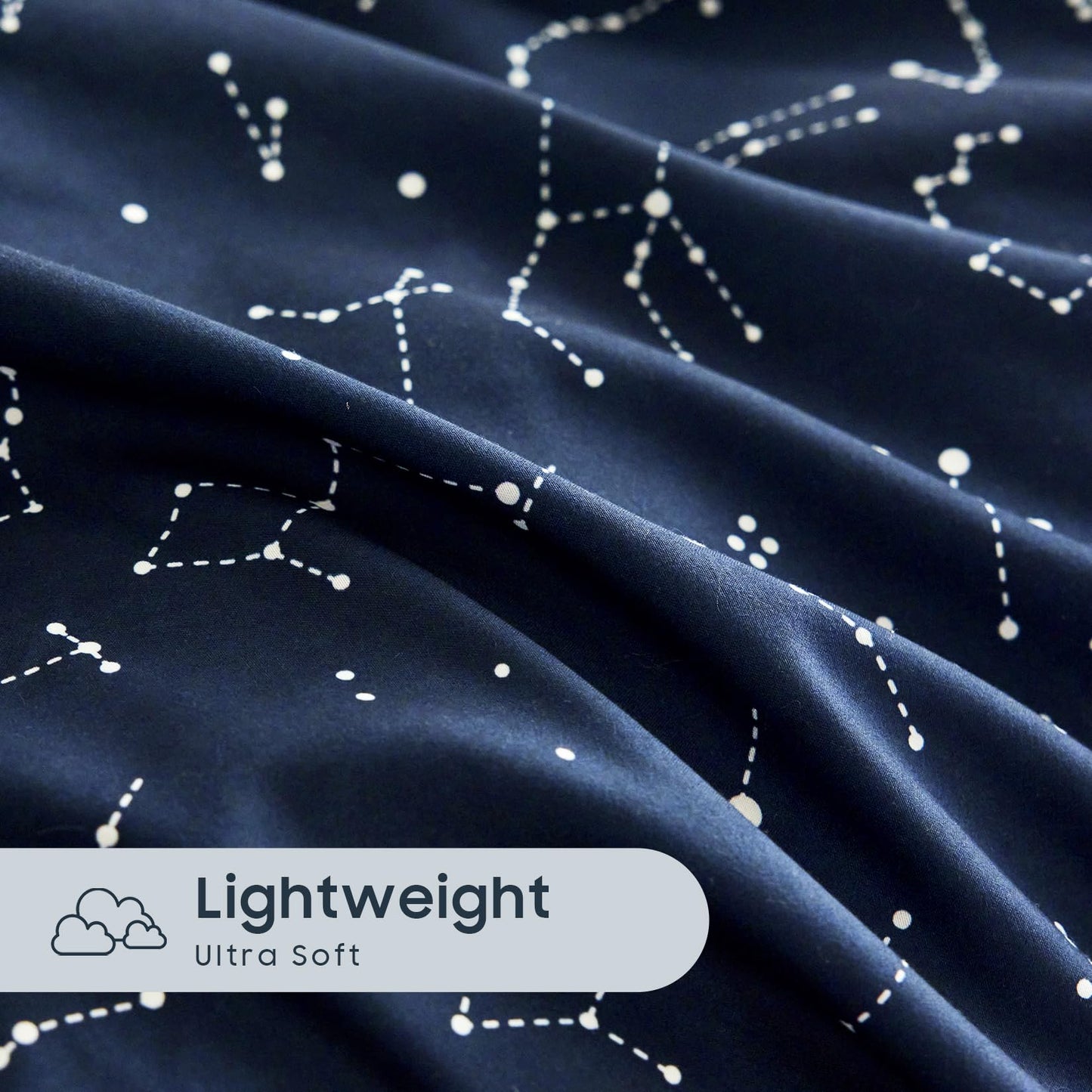 Wake In Cloud - Constellation Comforter Set, Celestial Space Star Galaxy Astrology, Soft Lightweight Bedding for Teen Kids Boys Girls, 3 Pieces, Indigo Purple, Queen Size