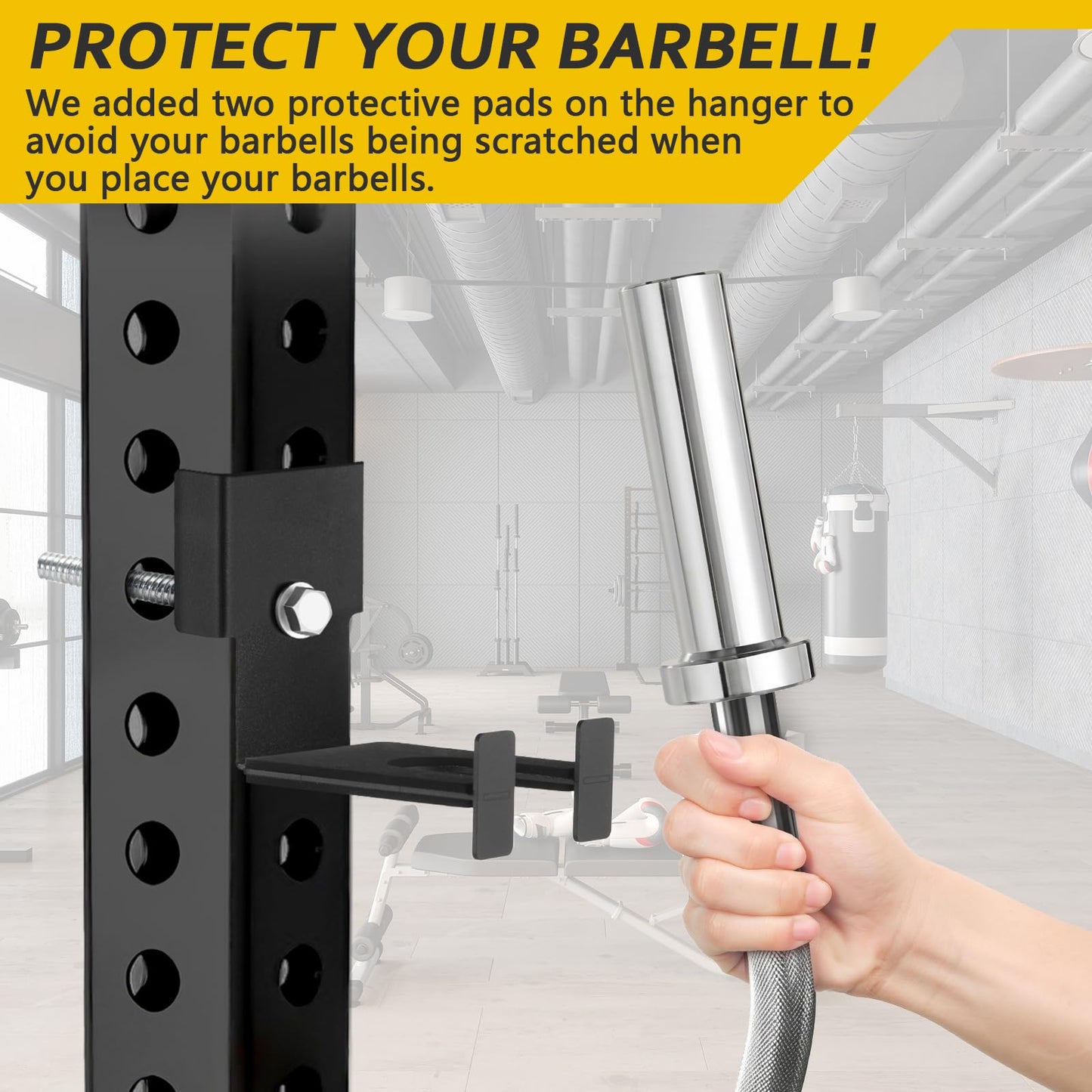 Otoolling 2 Pcs Barbell Holder for 3 x 3 Weight Racks Steel Barbell Mount Rack Vertical Training Curl Bar Holder Fits 5/8''-1'' Holes, No Drilling Required, Bearing 20 Pounds