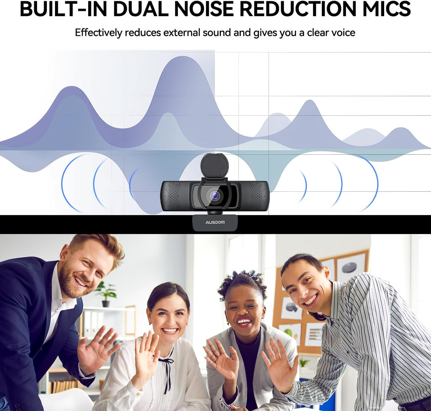 AUSDOM AF640 1080P 90FOV Webcam with Microphone, USB PC Camera Webcam with Privacy Cover, Plug and Play Computer Camera