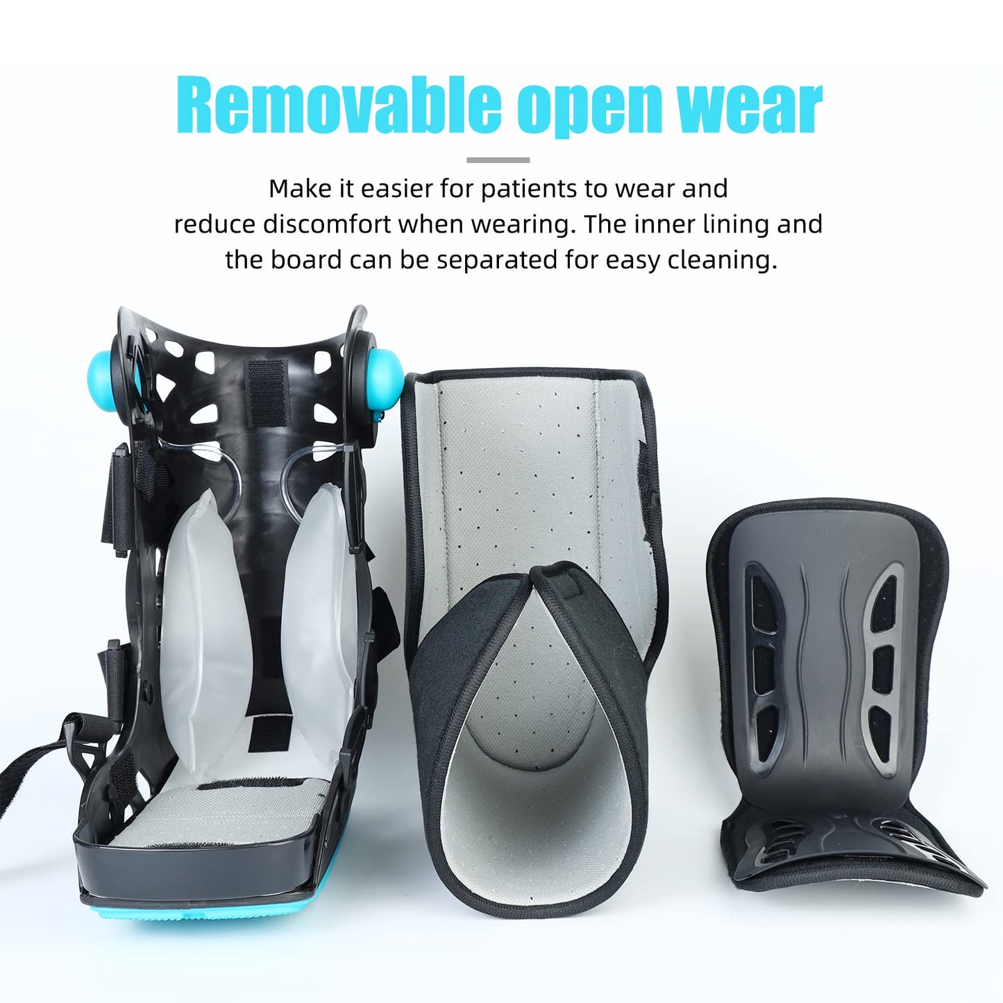 Medical Inflatable Walking Boot, Air Cam Walker Fracture Boot, Short Orthopaedic Boot for Sprained Ankle, Foot Pain Recovery, Stress Fracture, Broken Foot, Achilles Tendonitis Black (Medium)