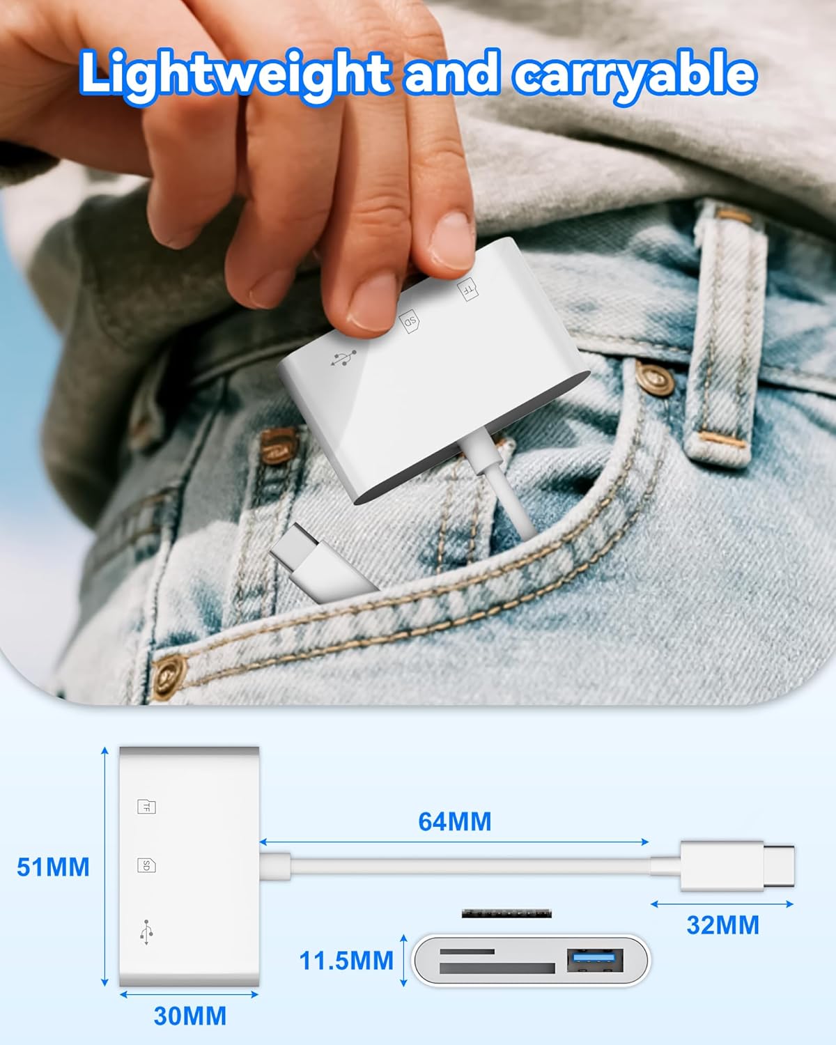 YOFEEPOP 3.0 3 17/16/15, SD Card Reader, USB Type C Memory Card Adapter, SD/TF Card Reader with USB Port, SD Card