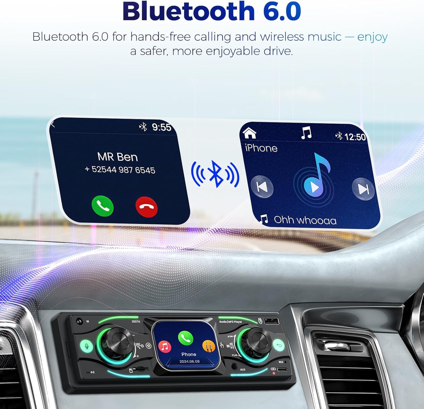 Missee MP3/USB/SD/AUX Single DIN Car Stereo with Touchscreen, Bluetooth Audio, Car Radio Receiver, Dual Input, Fast