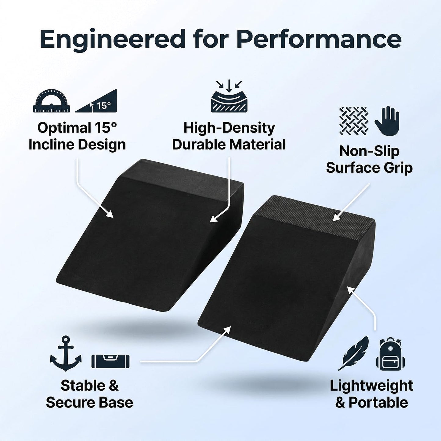 Squat Wedge Block for Heel Elevated Squat Weightlifting Calf Stretcher Slant Board for Mobility Balance and Strength Performance Pack of 2