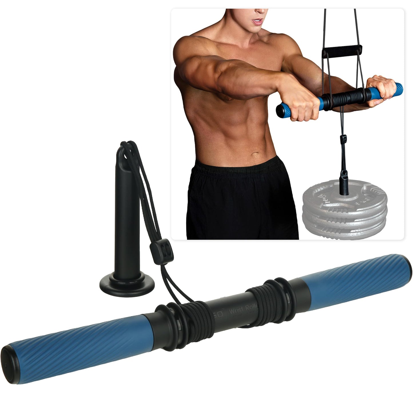 GD Hanging Wrist Roller Forearm Blaster- Forearm Strengthener Exercise Equipment Wrist Trainer for Muscle building and Injury prevention Hand Grip Strength (Hanging Rope Color : Black)